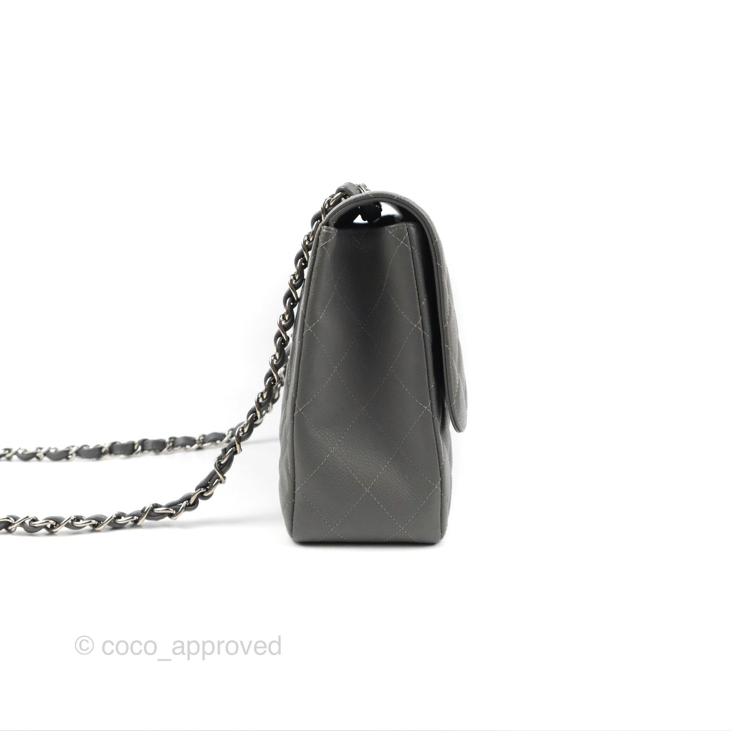 Chanel Jumbo Single Flap Grey Caviar Silver Hardware⁣⁣