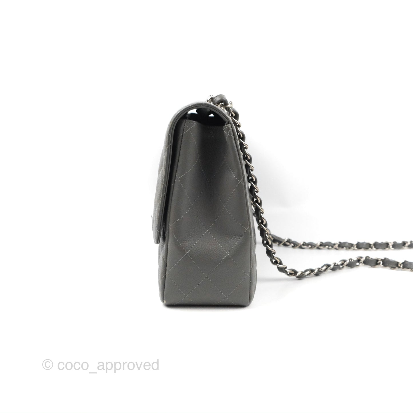 Chanel Jumbo Single Flap Grey Caviar Silver Hardware⁣⁣