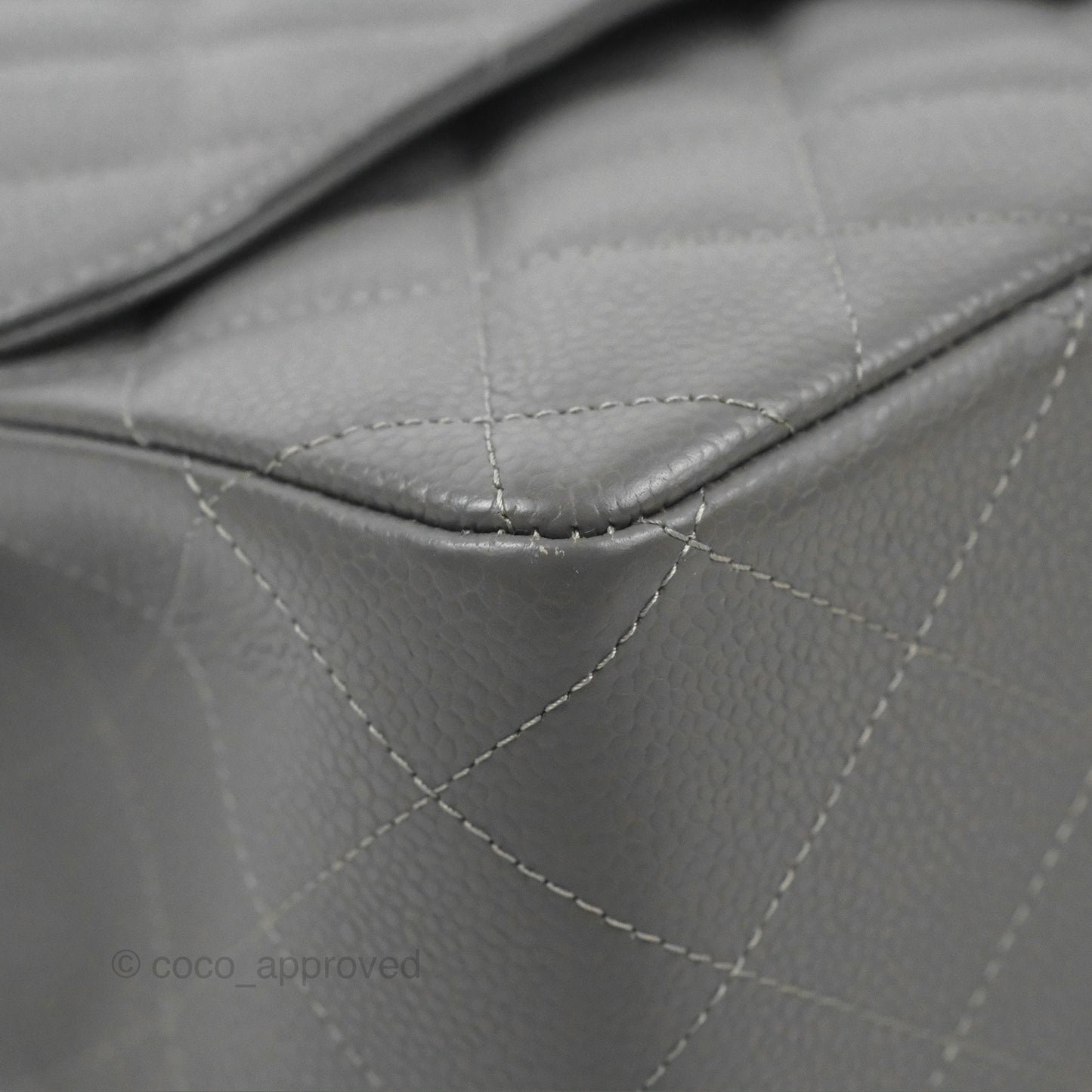 Chanel Jumbo Single Flap Grey Caviar Silver Hardware⁣⁣