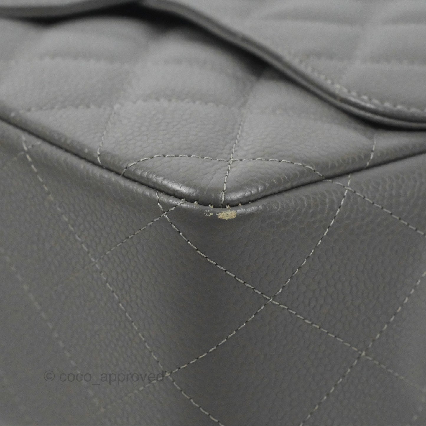 Chanel Jumbo Single Flap Grey Caviar Silver Hardware⁣⁣