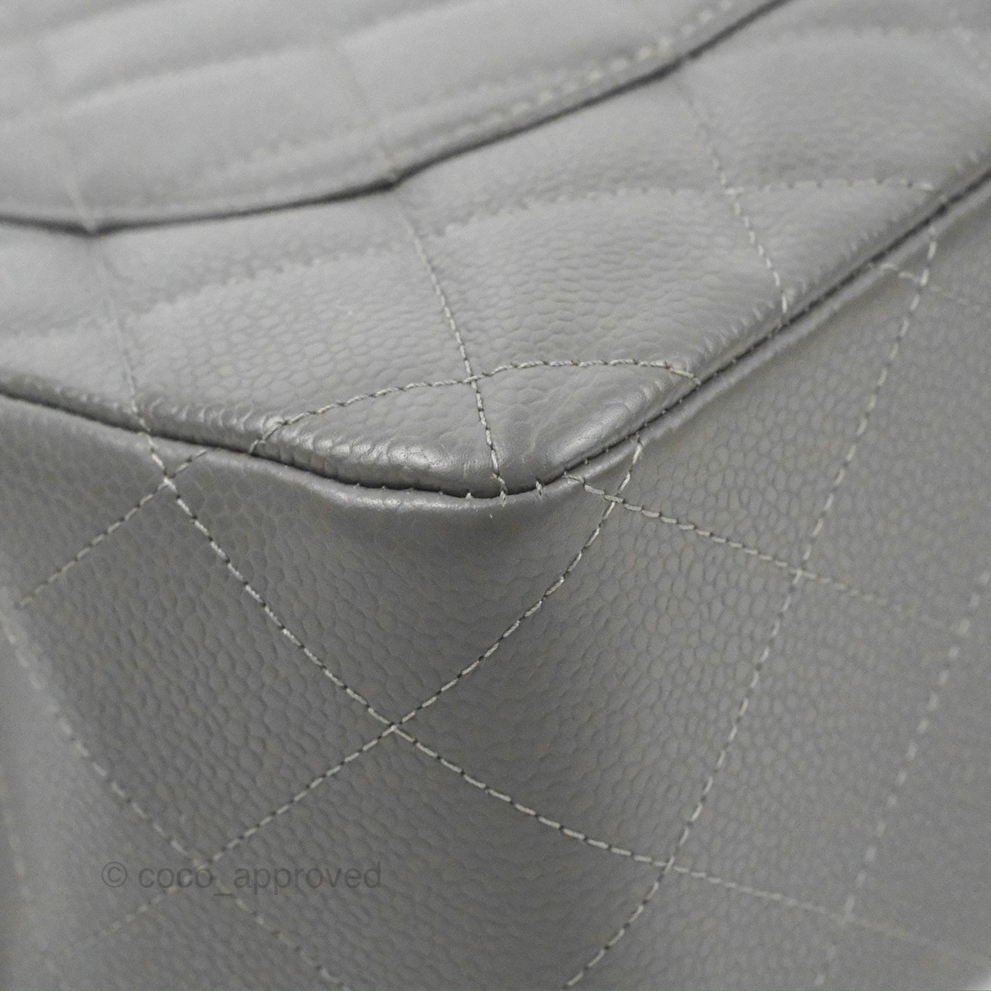 Chanel Jumbo Single Flap Grey Caviar Silver Hardware⁣⁣