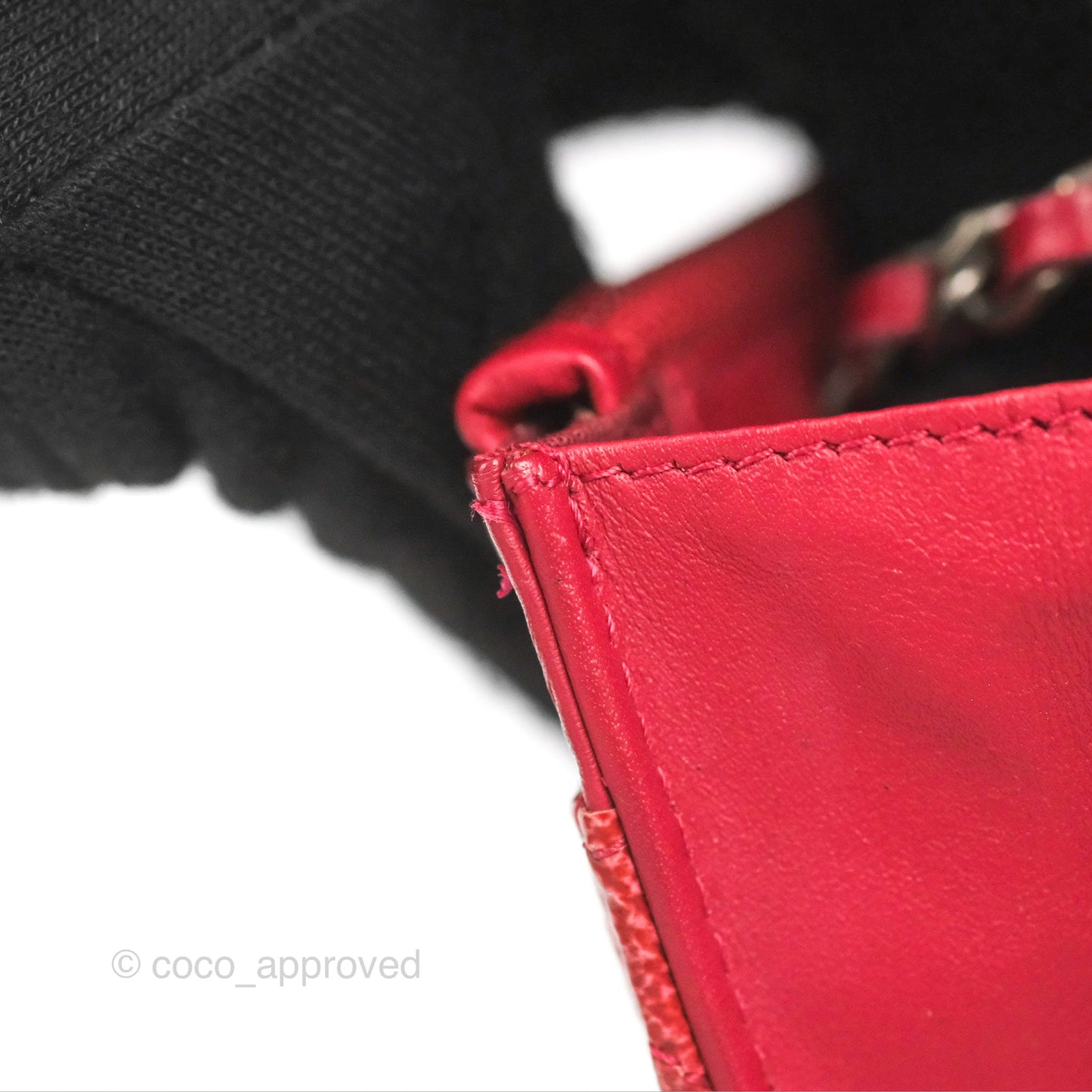 Chanel Quilted Paris Dallas Wallet On Chain WOC Patent Goatskin Cherry Red Ruthenium Hardware