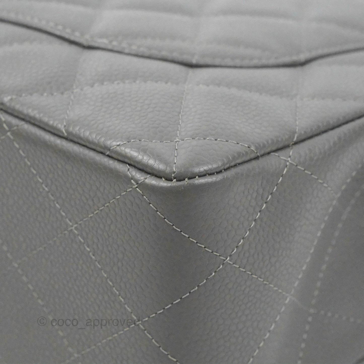 Chanel Jumbo Single Flap Grey Caviar Silver Hardware⁣⁣