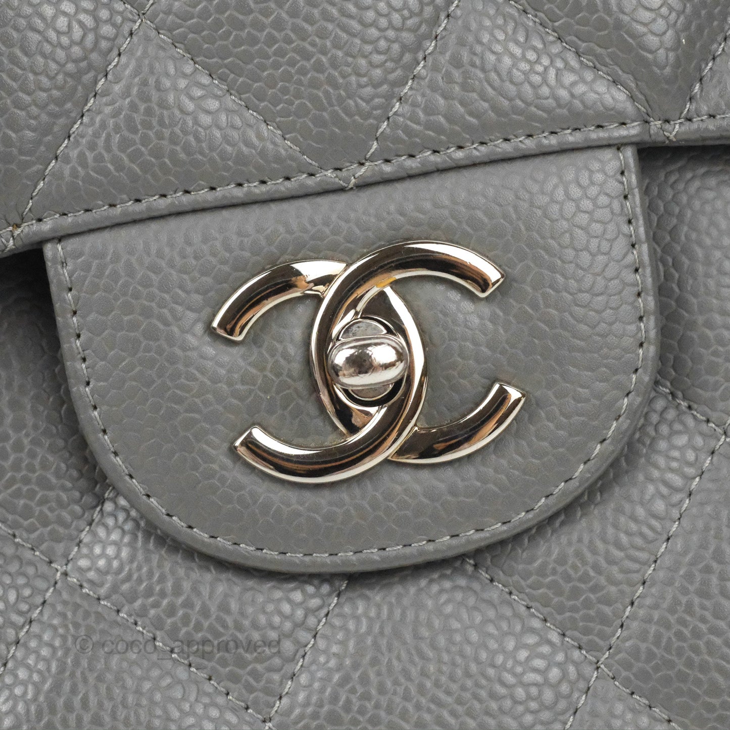 Chanel Jumbo Single Flap Grey Caviar Silver Hardware⁣⁣