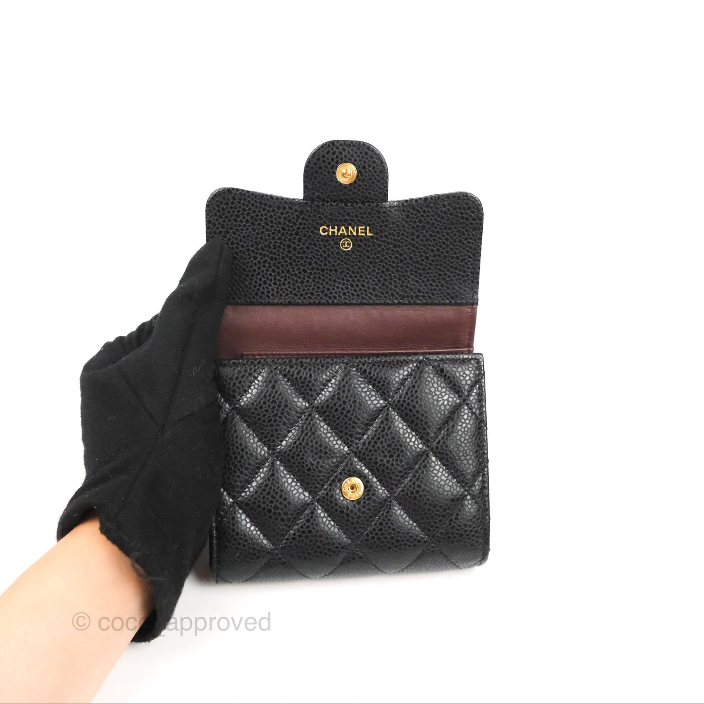 Chanel Classic Short Flap Wallet Black Caviar Gold Hardware