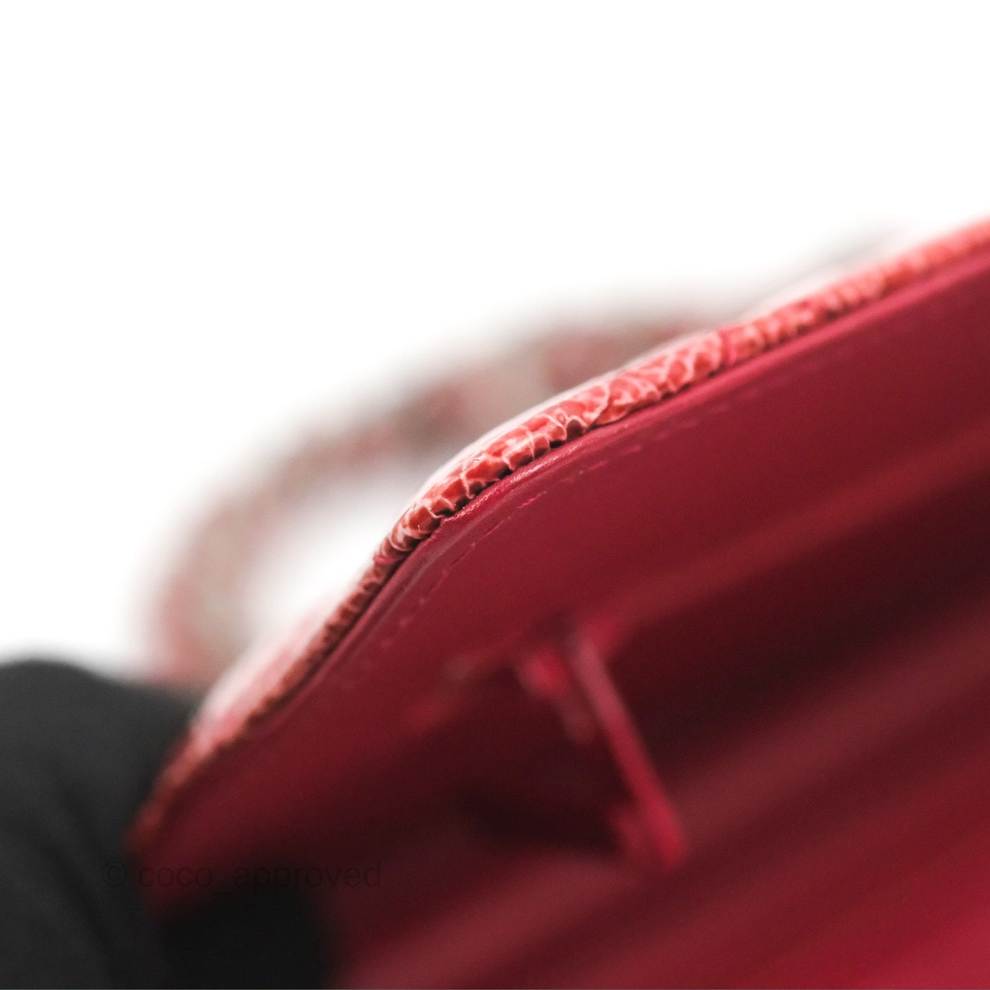 Chanel Quilted Paris Dallas Wallet On Chain WOC Patent Goatskin Cherry Red Ruthenium Hardware
