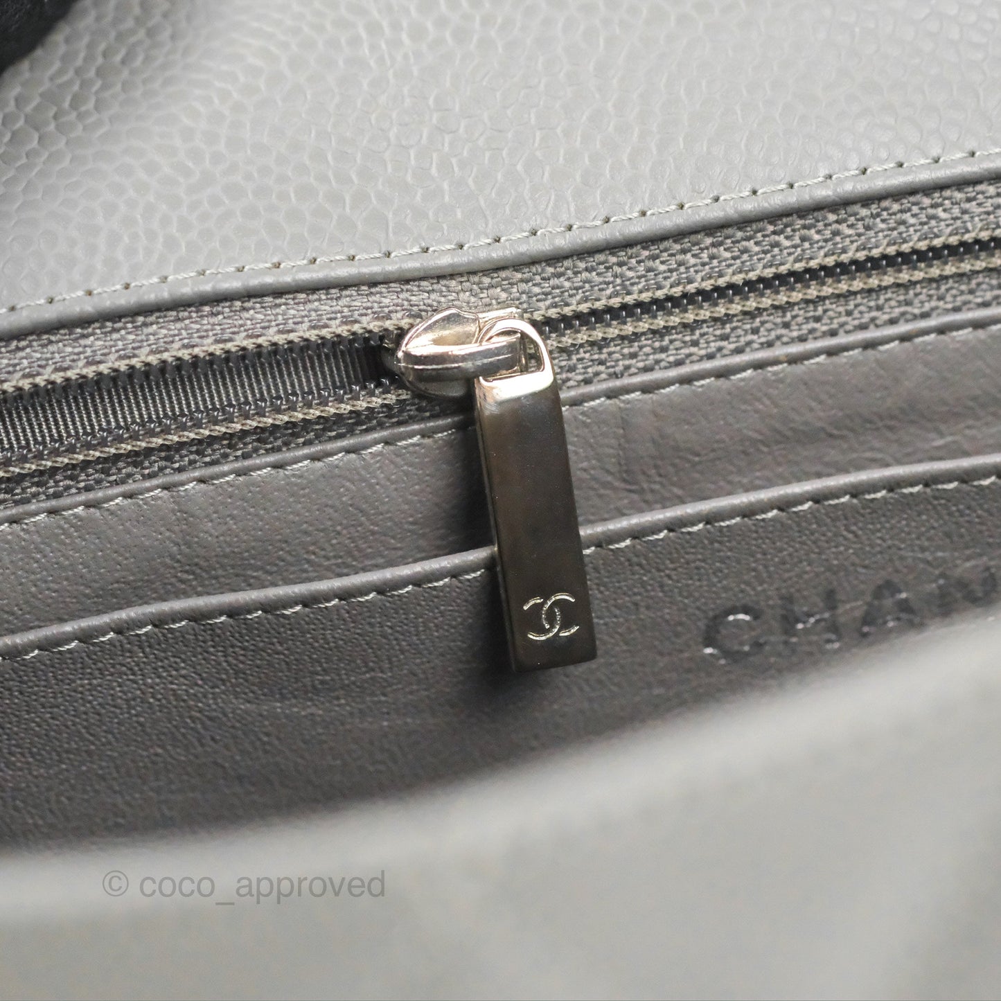 Chanel Jumbo Single Flap Grey Caviar Silver Hardware⁣⁣