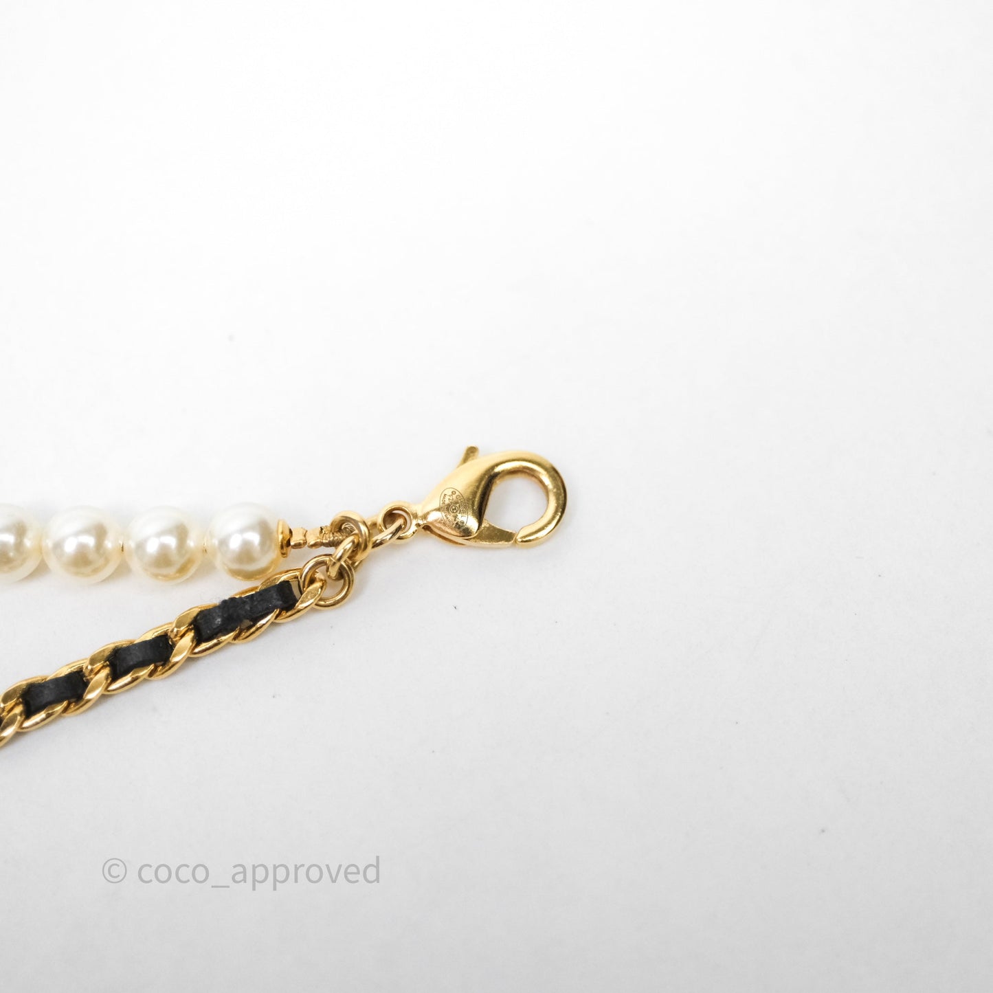 Chanel CC Pearl Crystals Double Necklace Gold Tone 24K