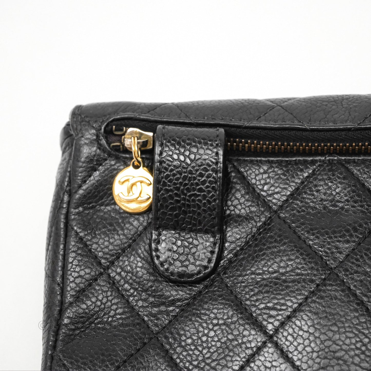 Chanel Vintage Belt Bag Black Caviar 24K Gold Hardware