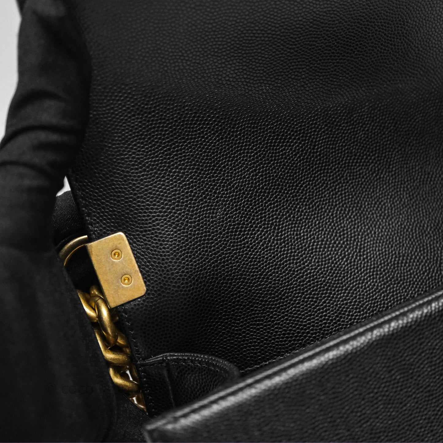 Chanel Small Quilted Boy Black Caviar Gold Hardware