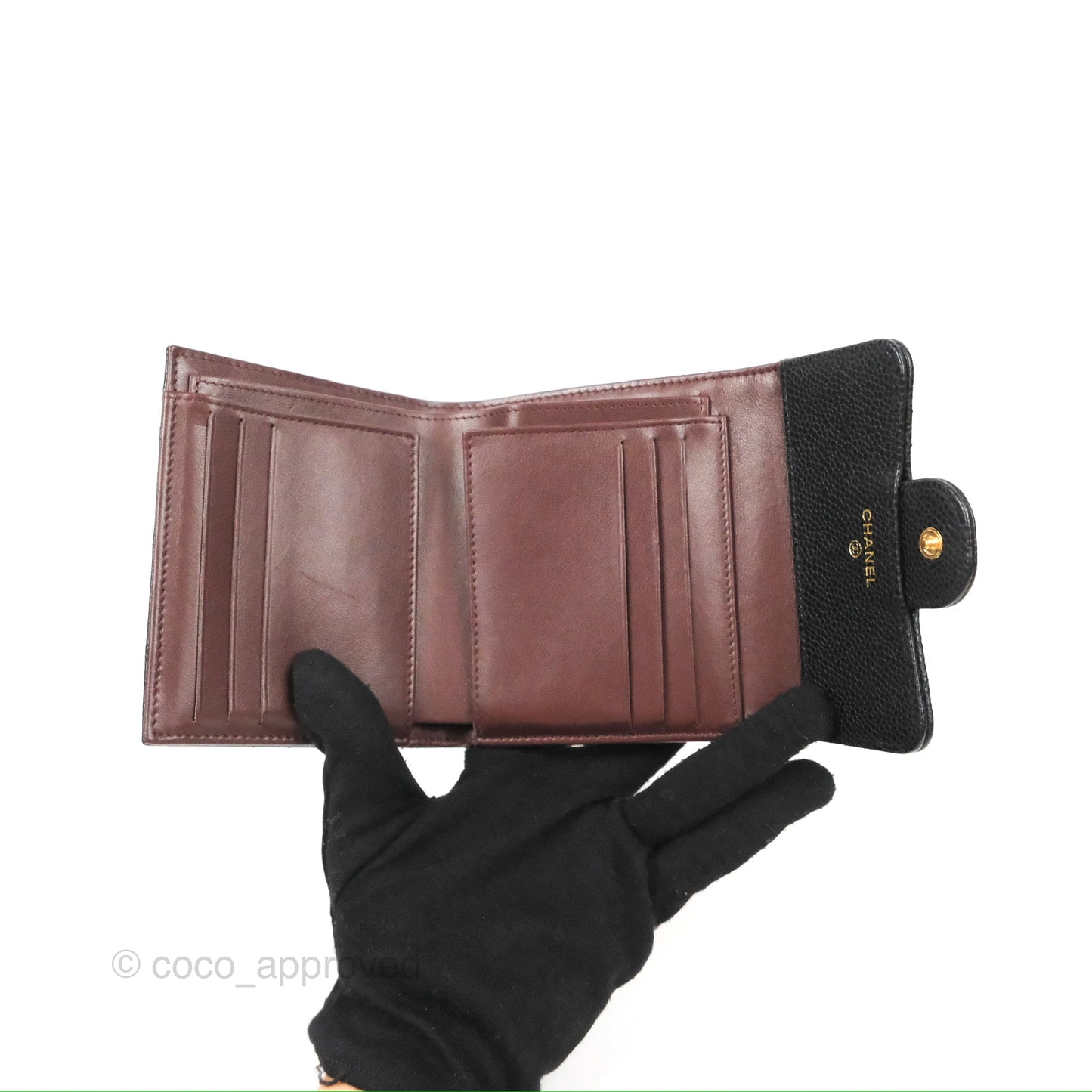 Chanel Classic Short Flap Wallet Black Caviar Gold Hardware