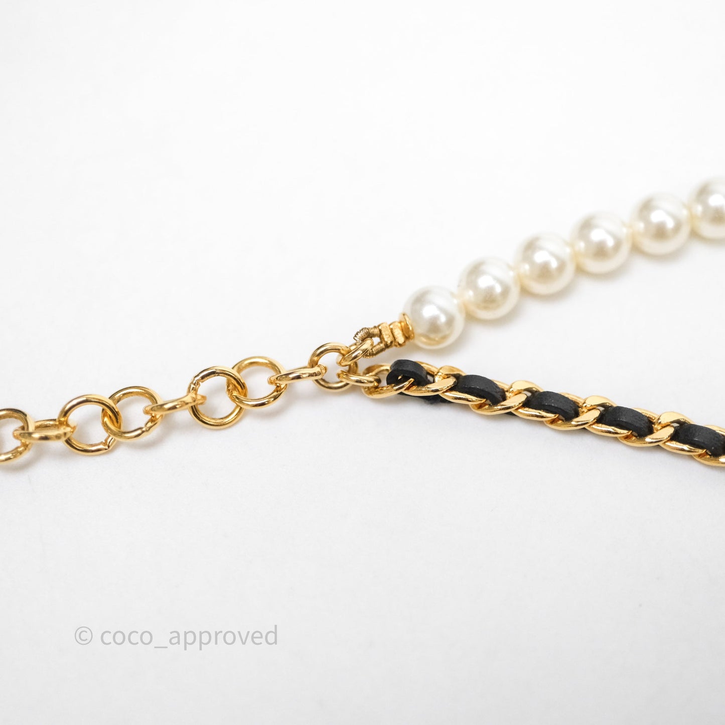 Chanel CC Pearl Crystals Double Necklace Gold Tone 24K