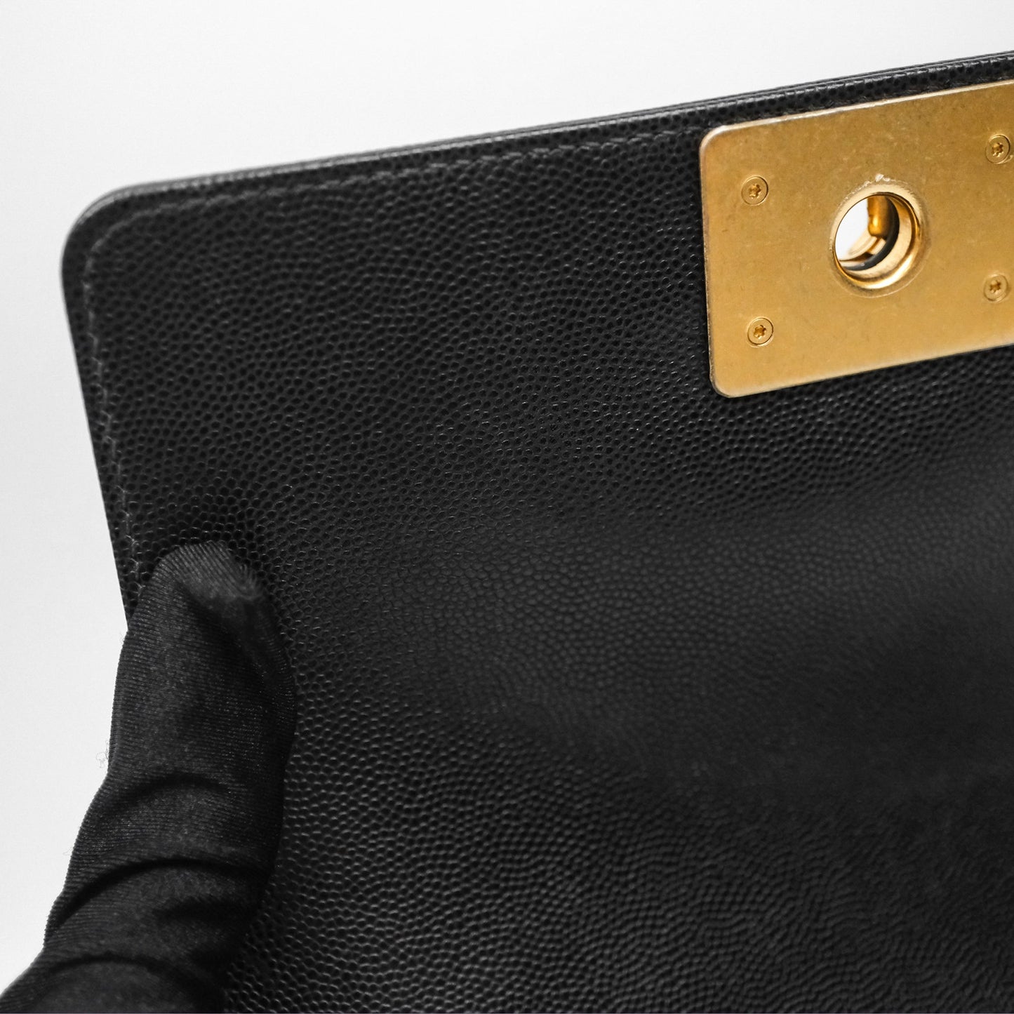 Chanel Small Quilted Boy Black Caviar Gold Hardware