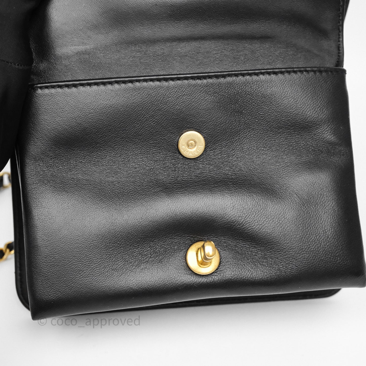 Chanel Quilted Accordion Flap Bag with Handle Black Caviar Aged Gold Hardware 23B