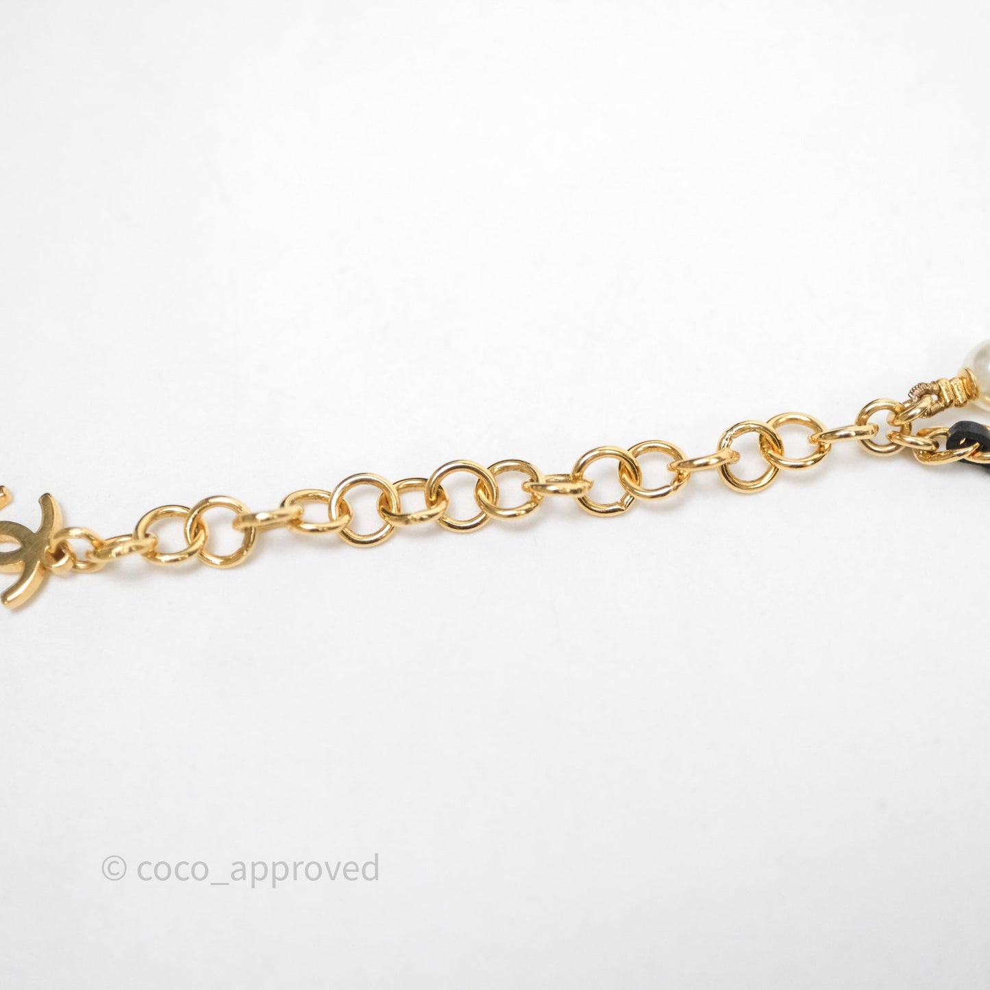 Chanel CC Pearl Crystals Double Necklace Gold Tone 24K