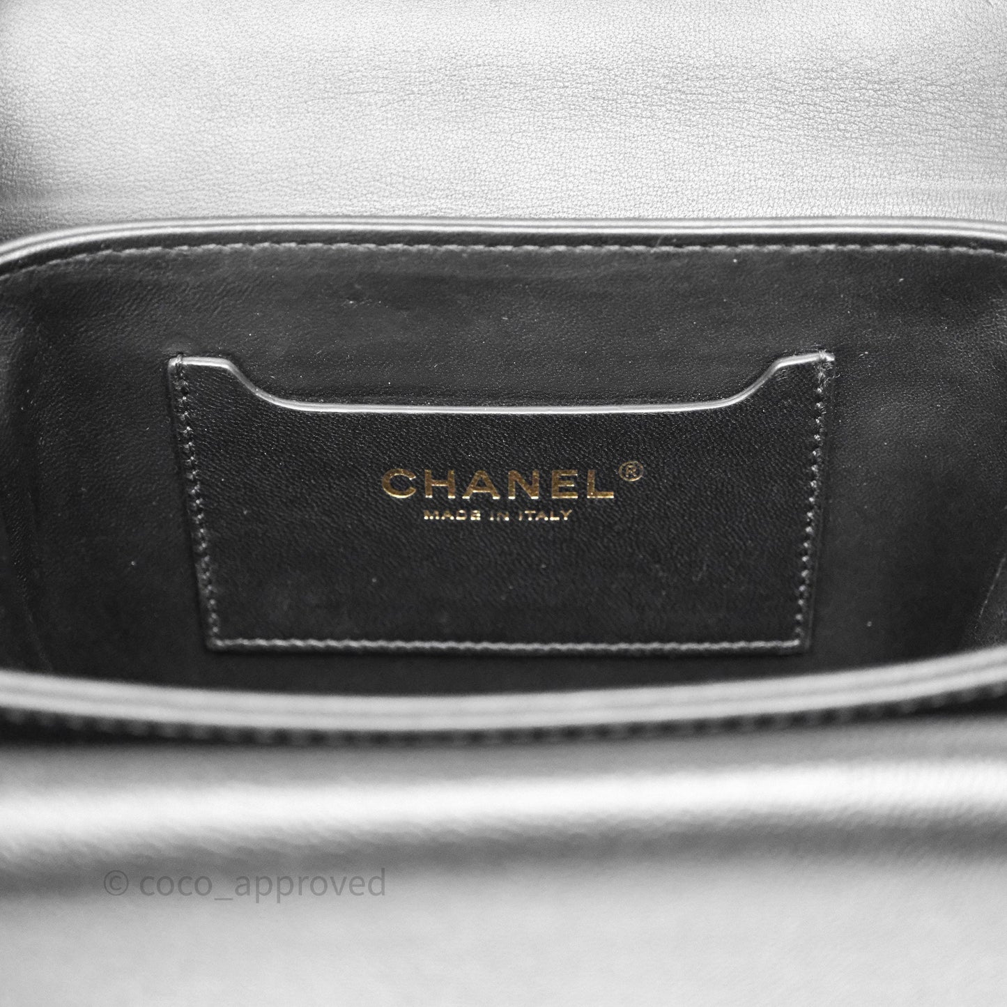 Chanel Quilted Accordion Flap Bag with Handle Black Caviar Aged Gold Hardware 23B