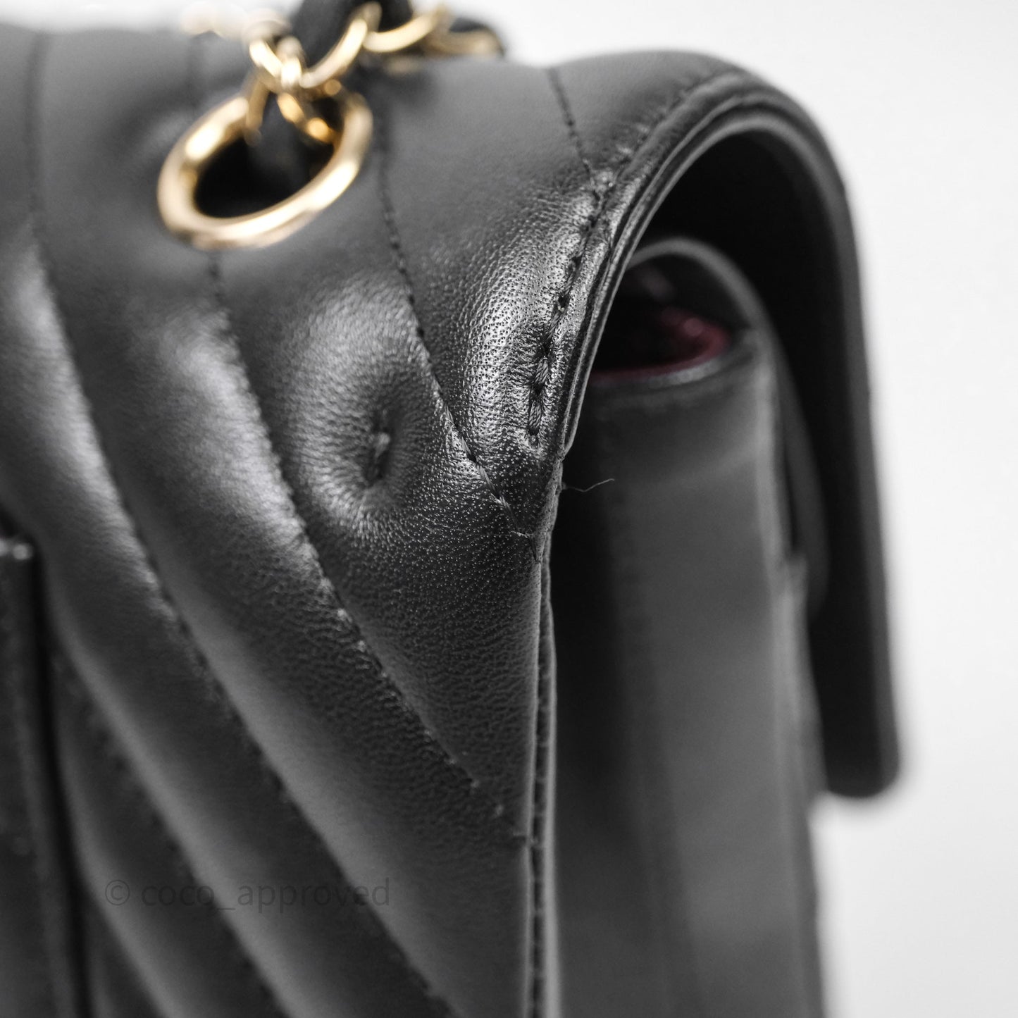 Chanel Classic M/L Medium Flap Chevron Black Lambskin Gold Hardware