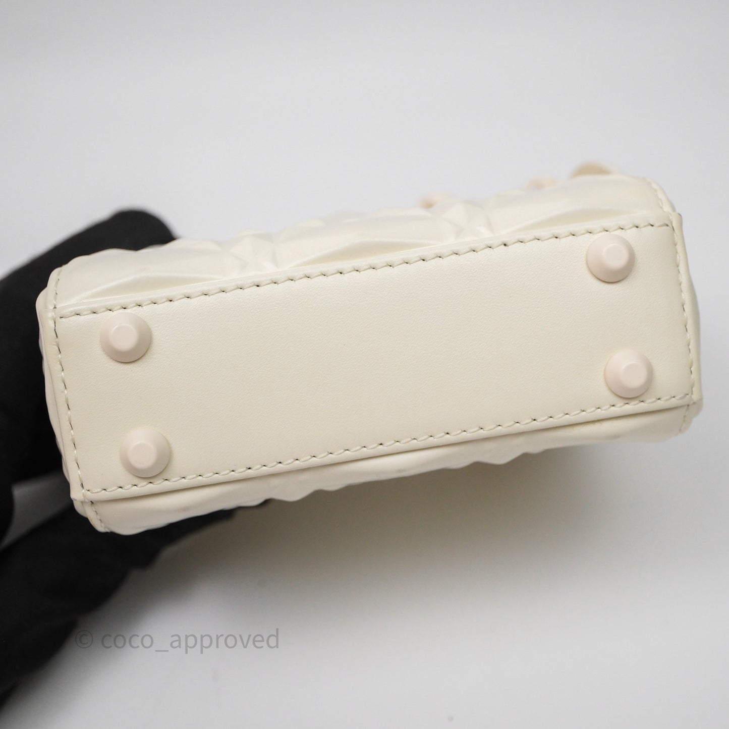 Dior Micro Lady Dior Latte Cannage Calfskin with Diamond Motif