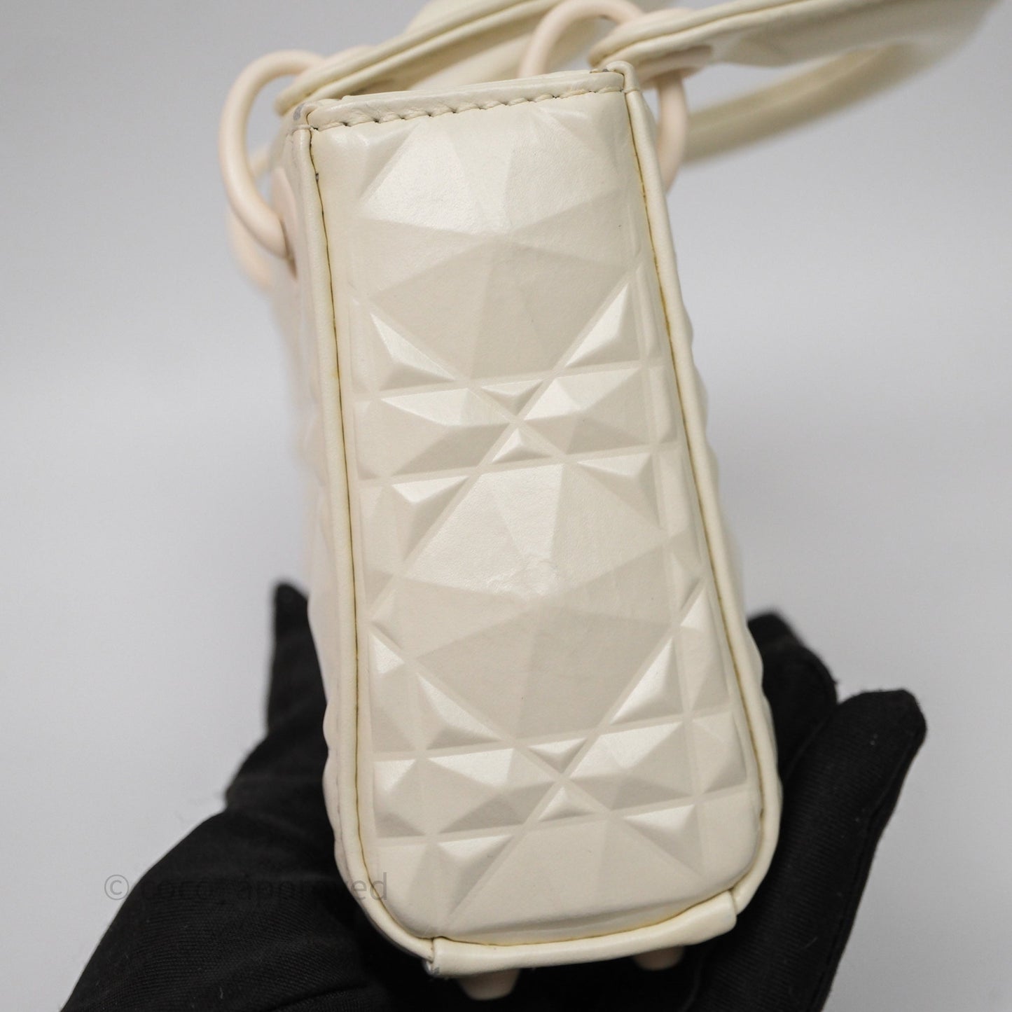 Dior Micro Lady Dior Latte Cannage Calfskin with Diamond Motif