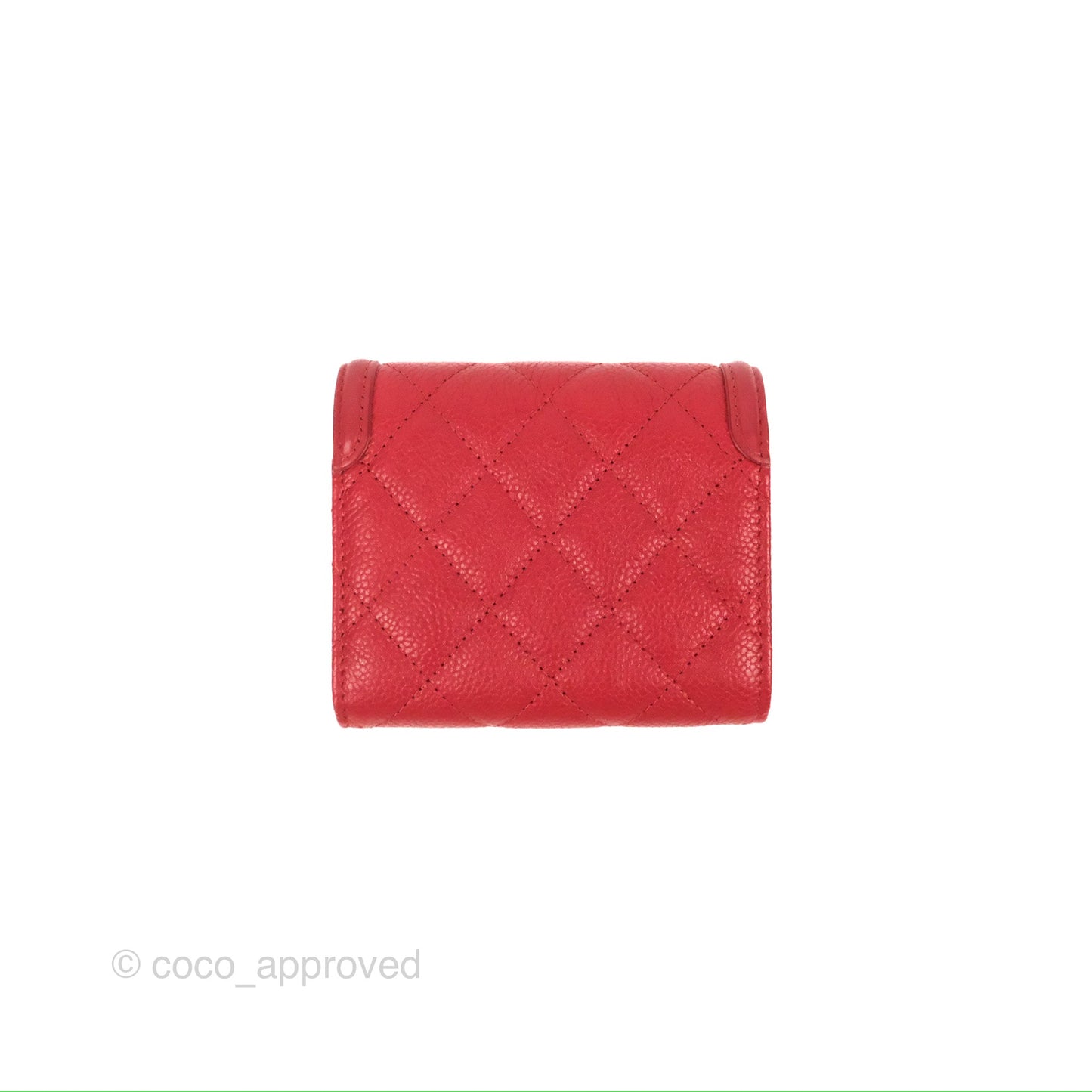 Chanel CC Filigree Short Flap Wallet Red Caviar Gold Hardware