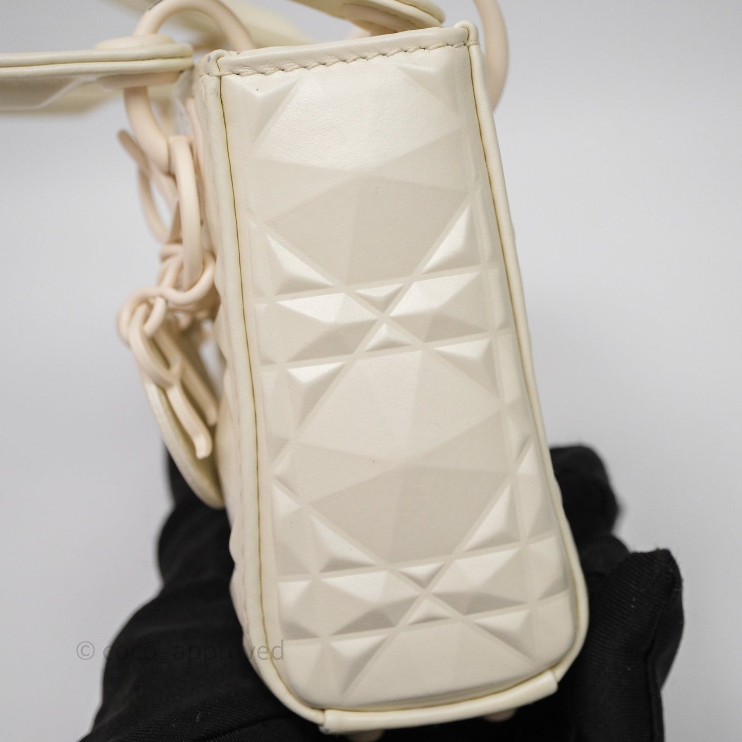 Dior Micro Lady Dior Latte Cannage Calfskin with Diamond Motif