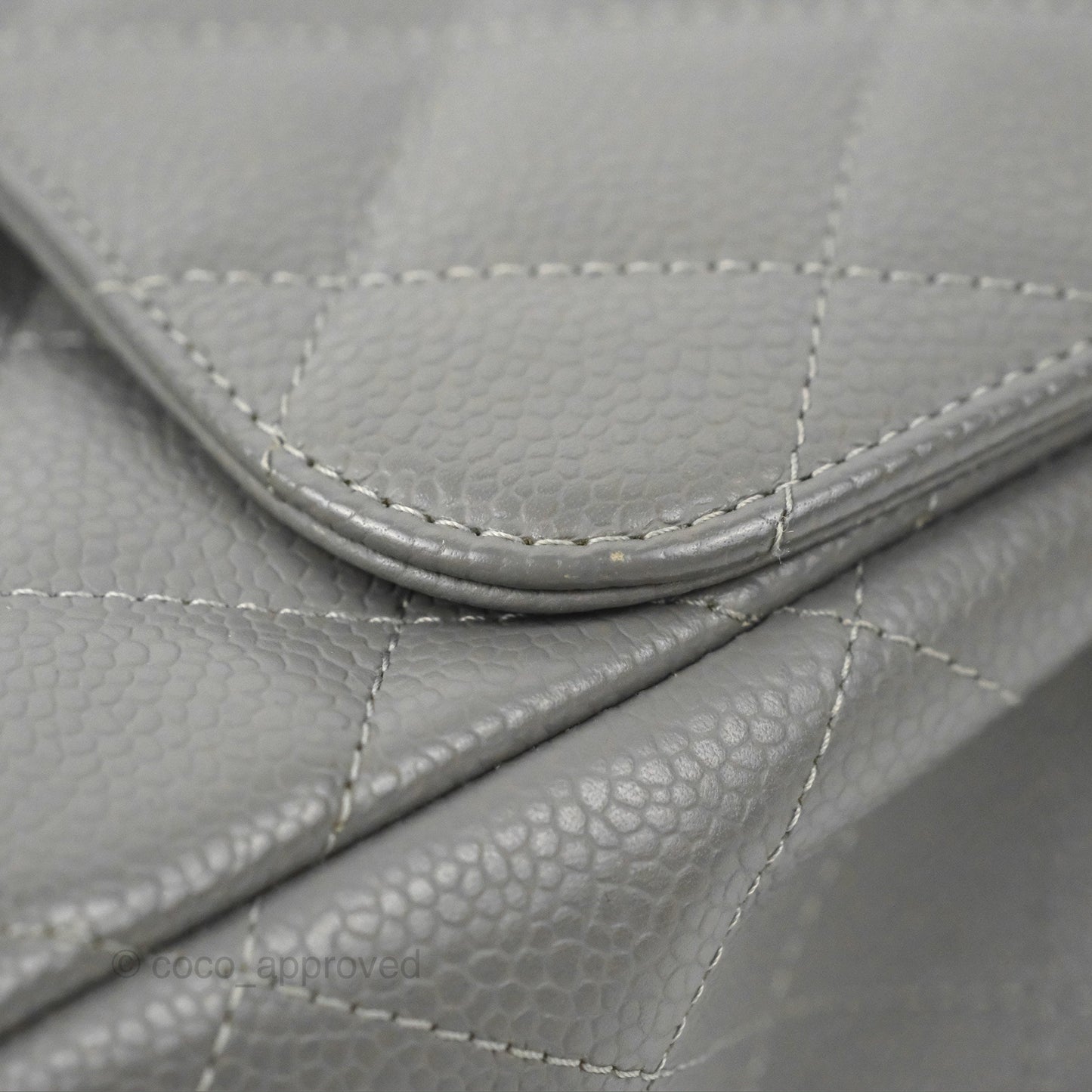 Chanel Jumbo Single Flap Grey Caviar Silver Hardware⁣⁣