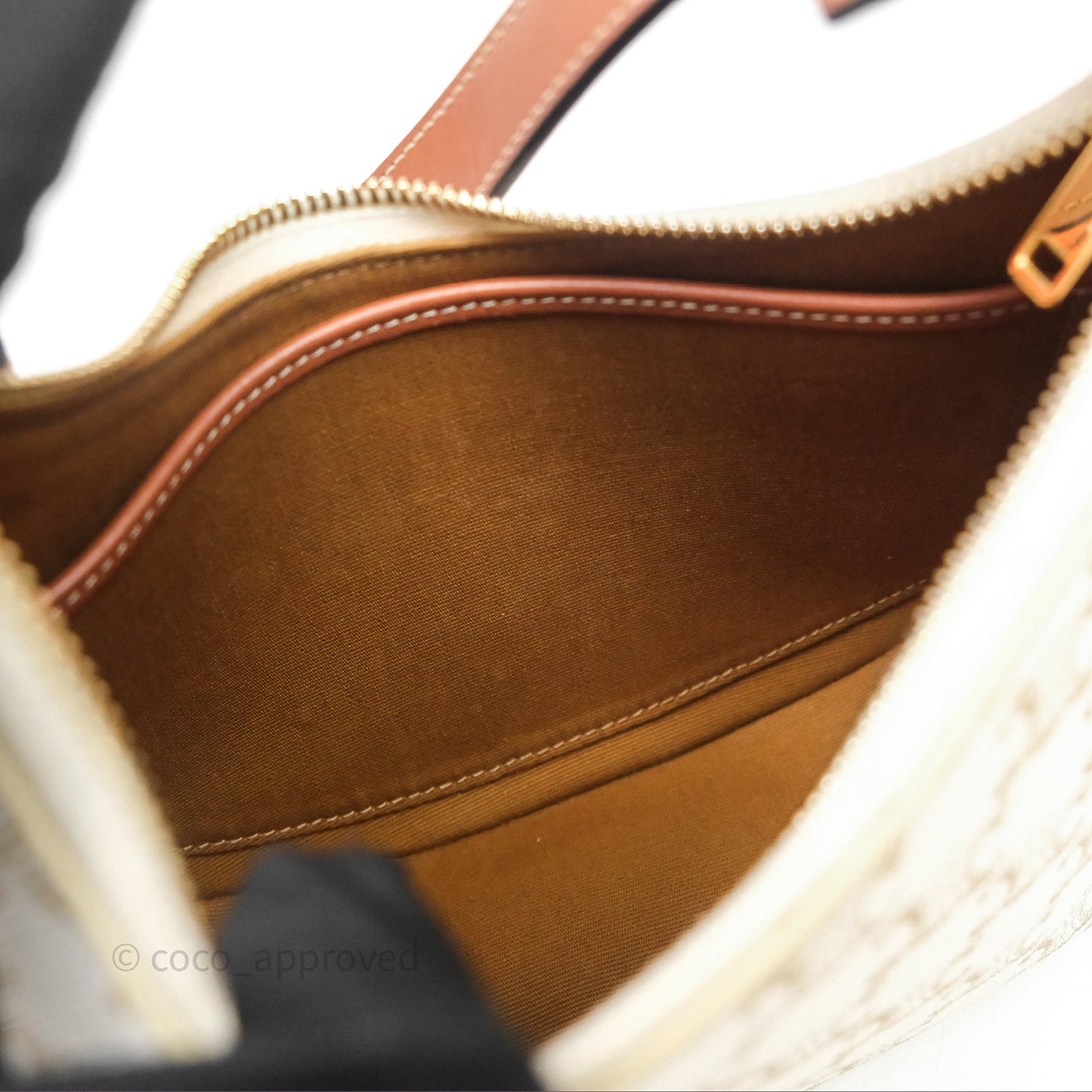Celine Ava Bag In Triomphe Canvas Calfskin White