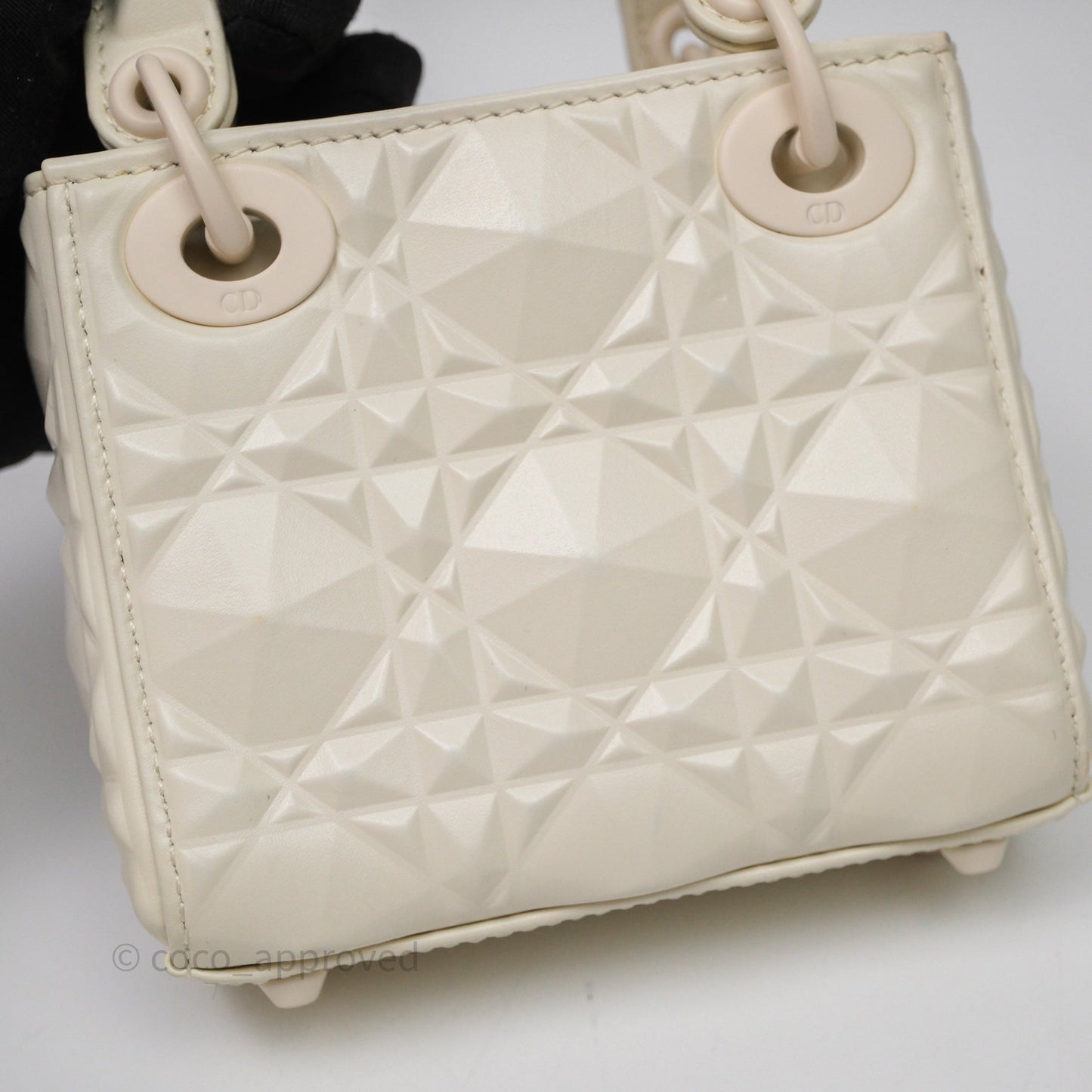 Dior Micro Lady Dior Latte Cannage Calfskin with Diamond Motif