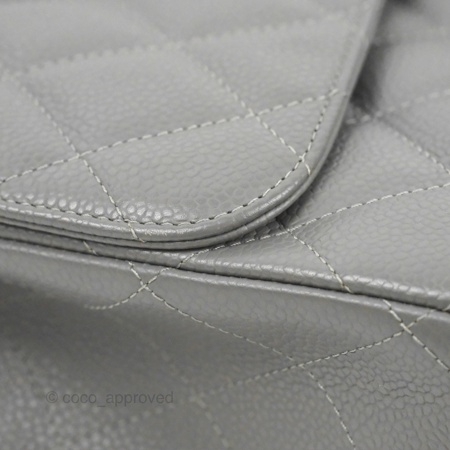 Chanel Jumbo Single Flap Grey Caviar Silver Hardware⁣⁣