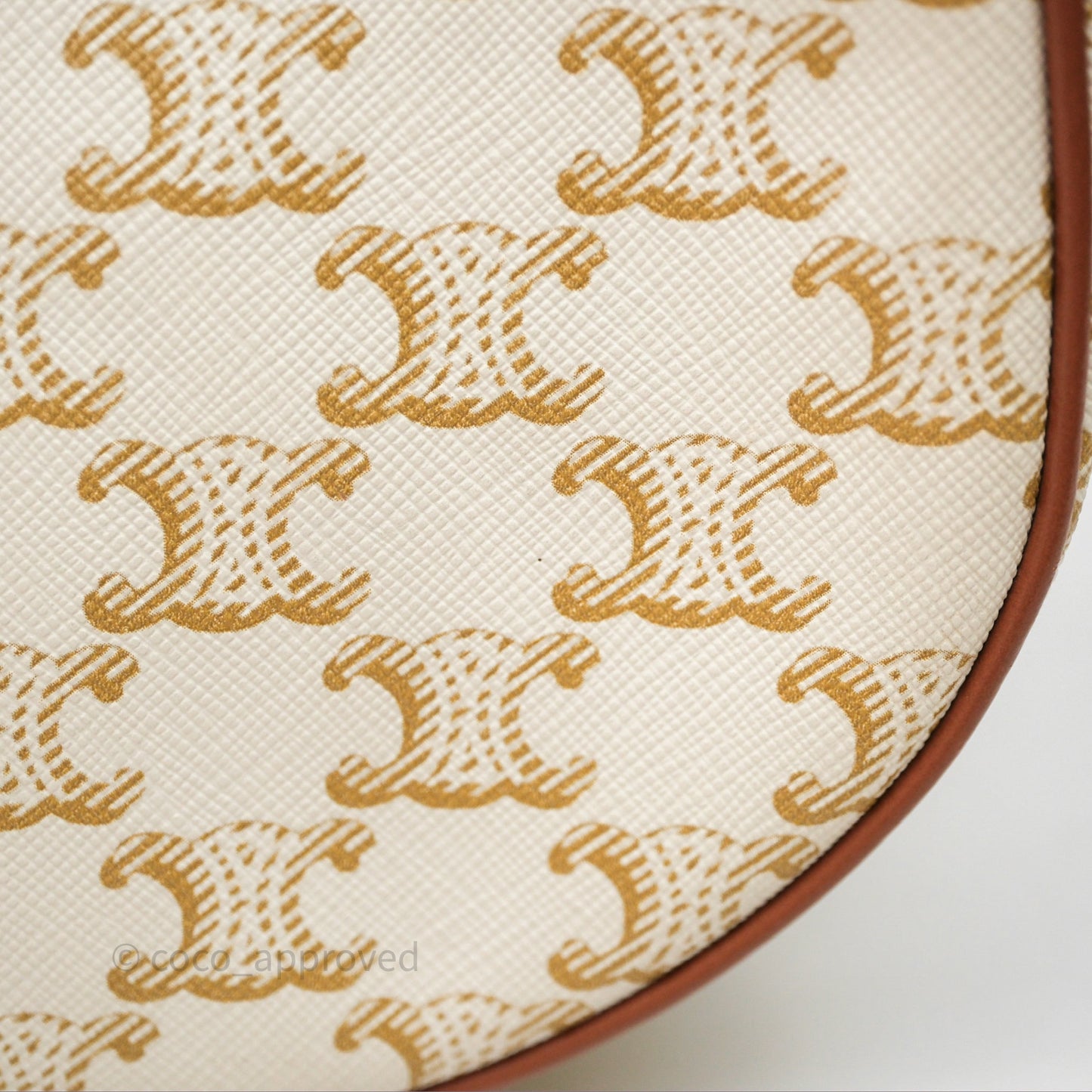 Celine Ava Bag In Triomphe Canvas Calfskin White