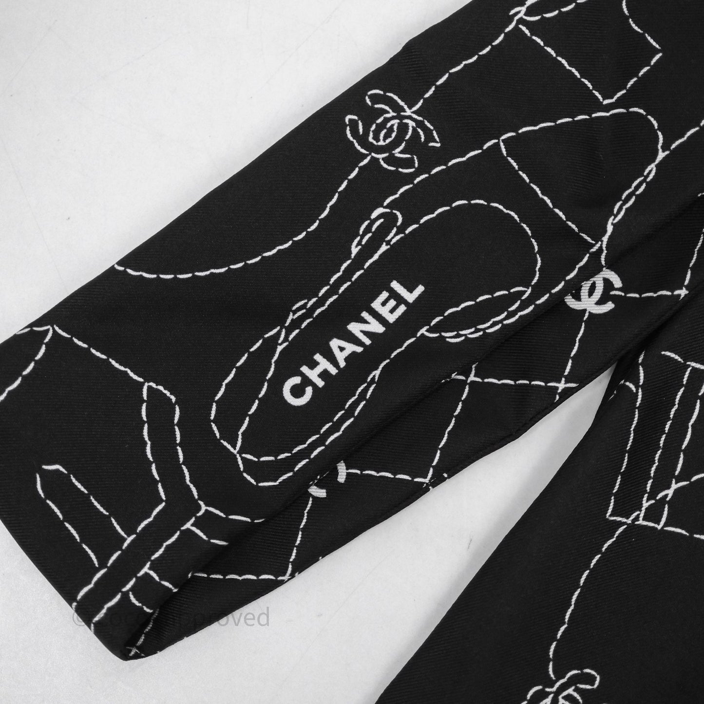 Chanel Silk Twilly in Black / White / Pink