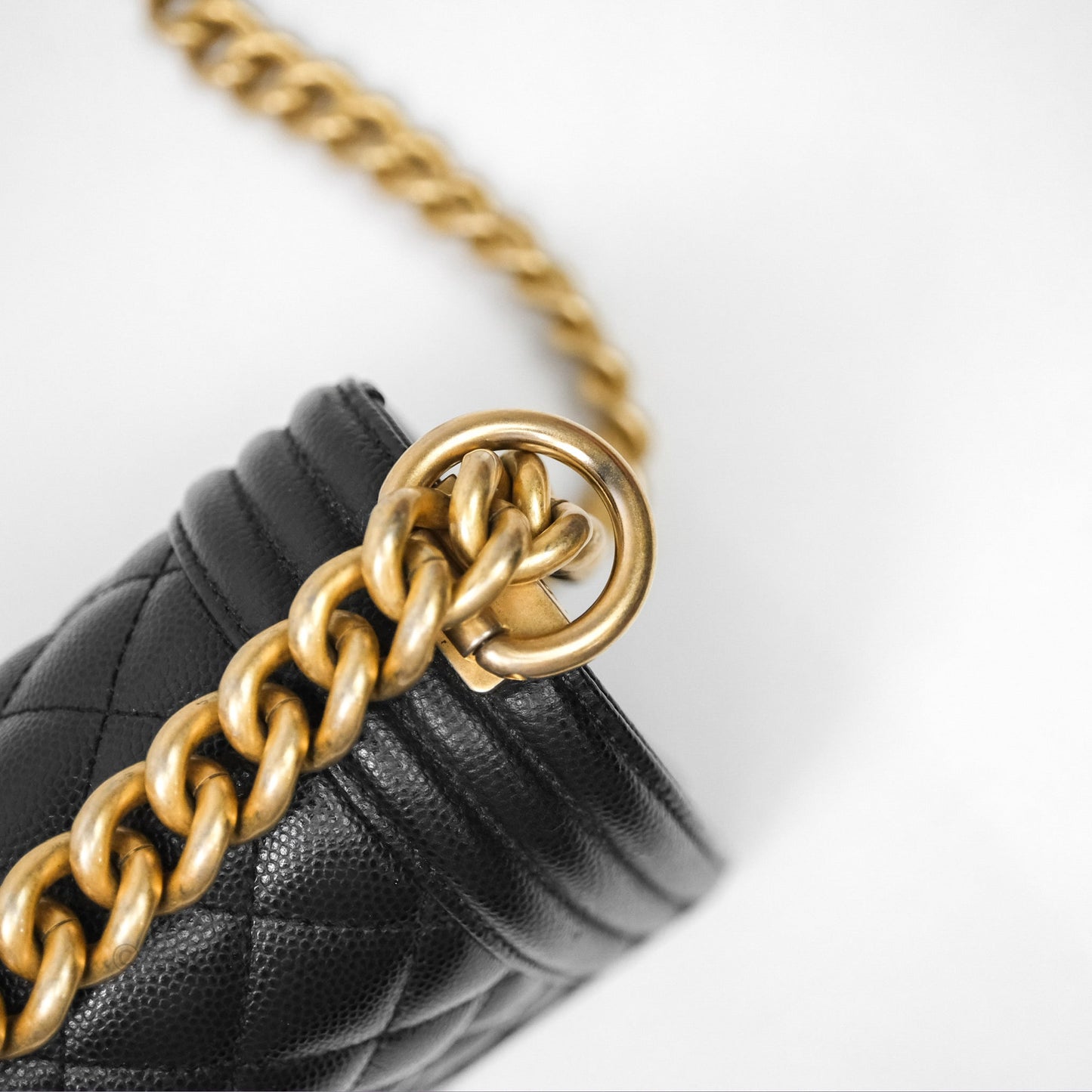 Chanel Small Quilted Boy Black Caviar Gold Hardware