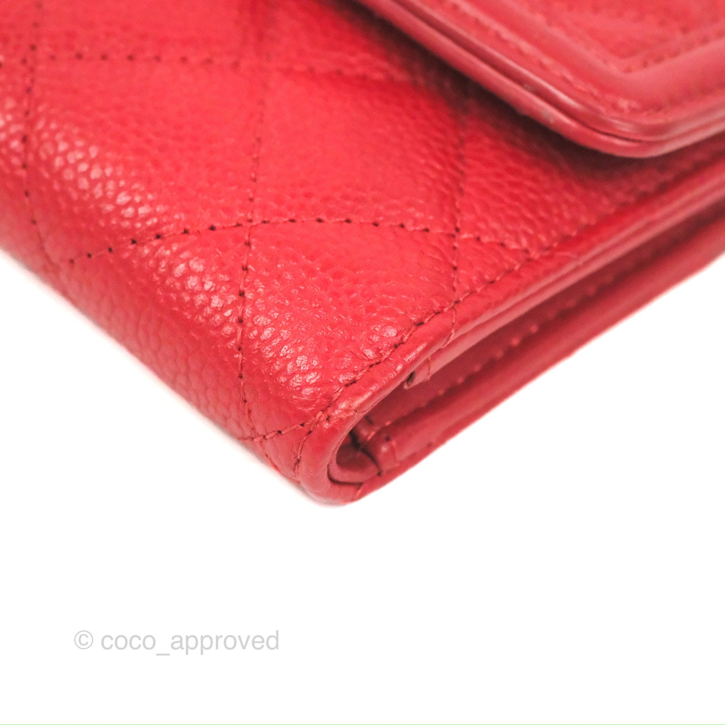Chanel CC Filigree Short Flap Wallet Red Caviar Gold Hardware