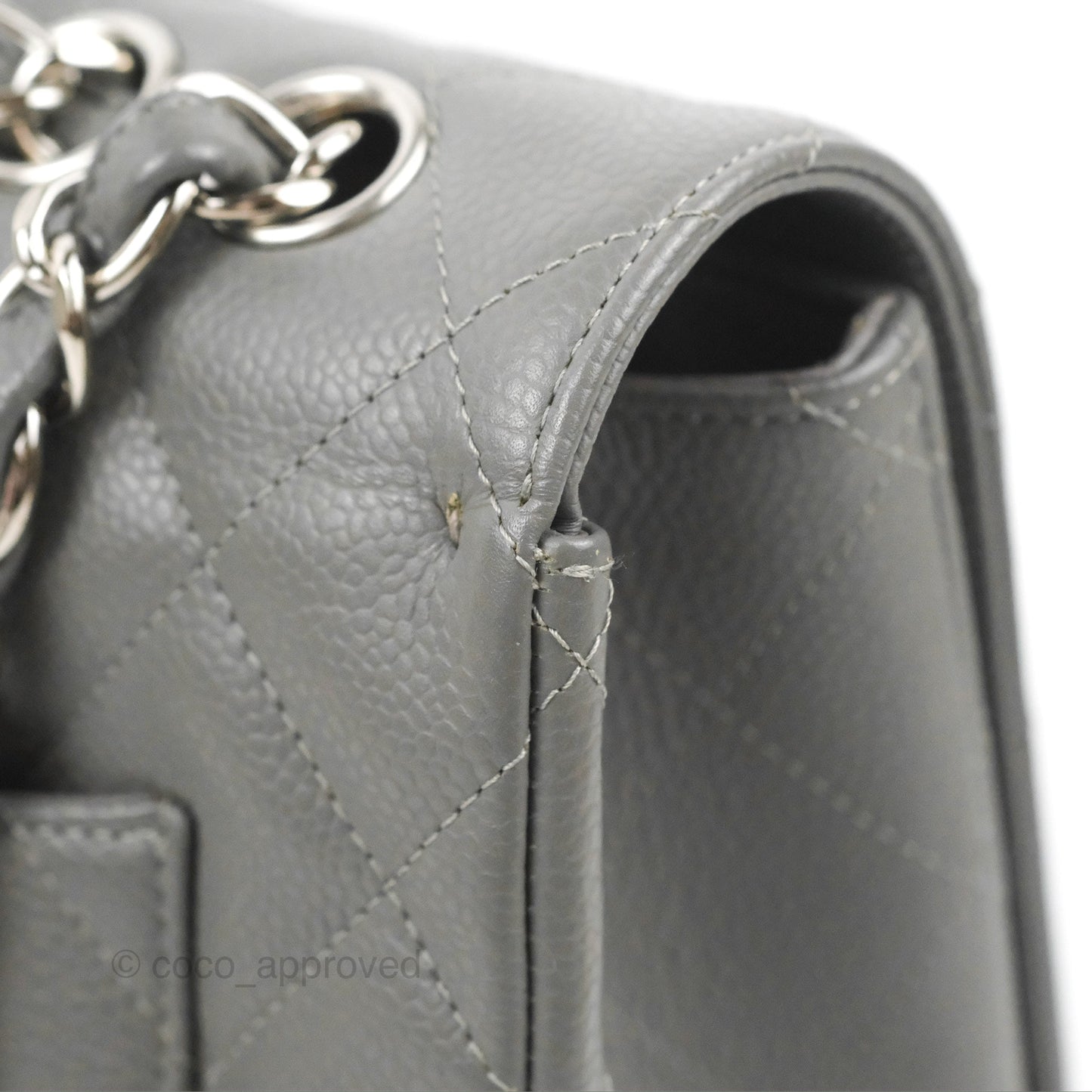 Chanel Jumbo Single Flap Grey Caviar Silver Hardware⁣⁣