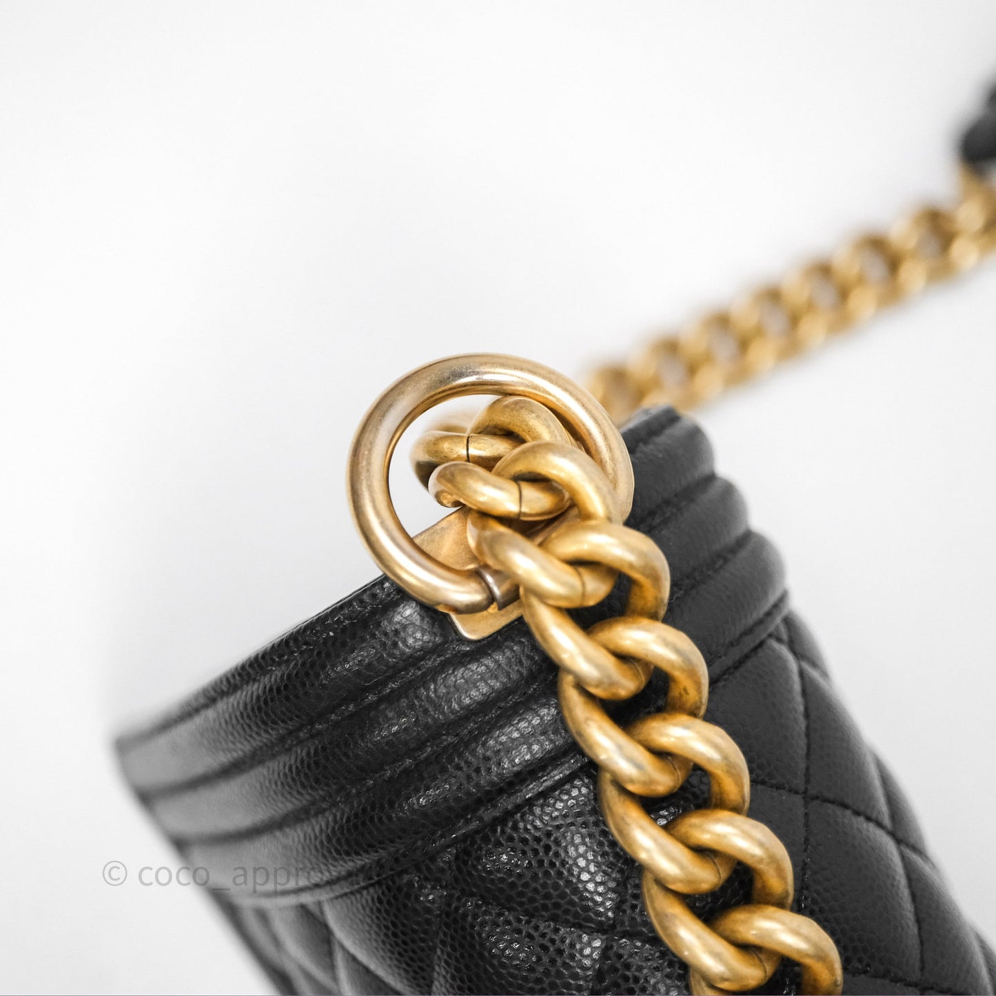 Chanel Small Quilted Boy Black Caviar Gold Hardware