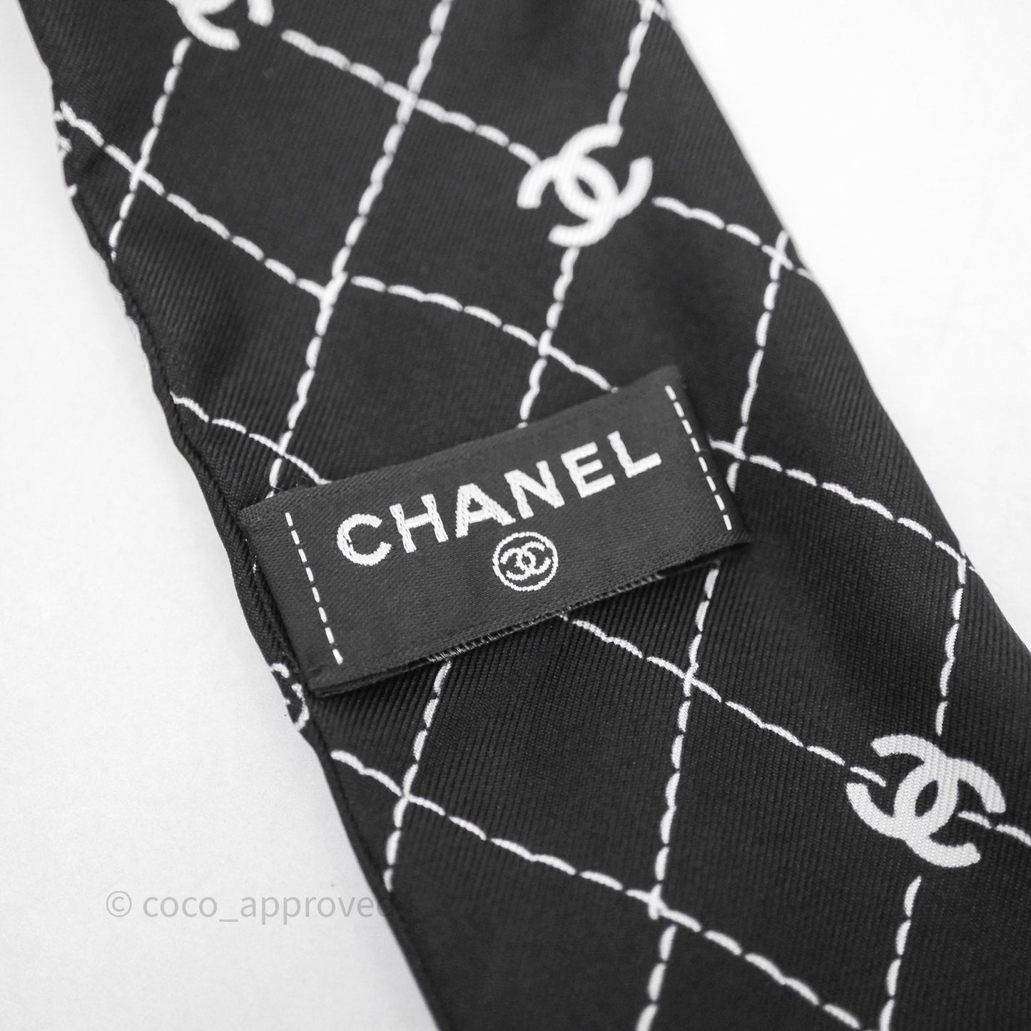 Chanel Silk Twilly in Black / White / Pink