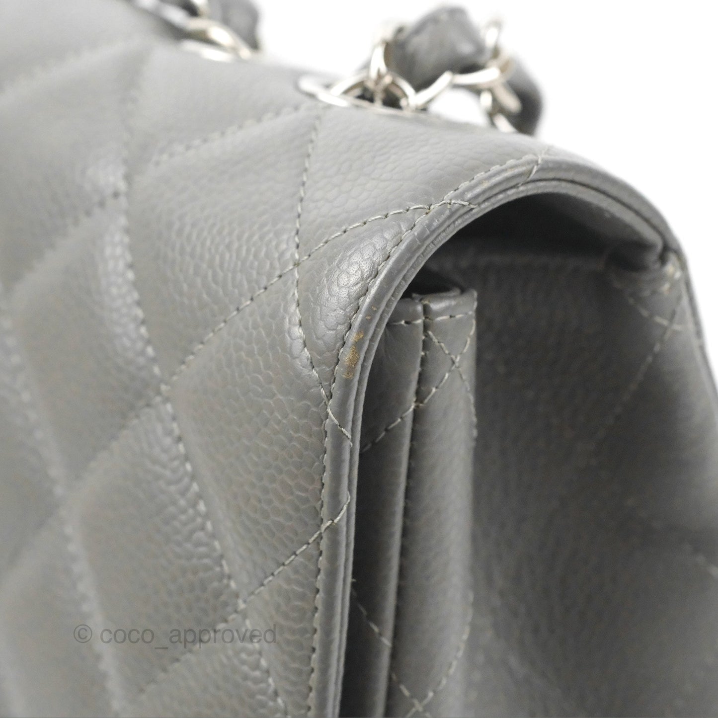 Chanel Jumbo Single Flap Grey Caviar Silver Hardware⁣⁣