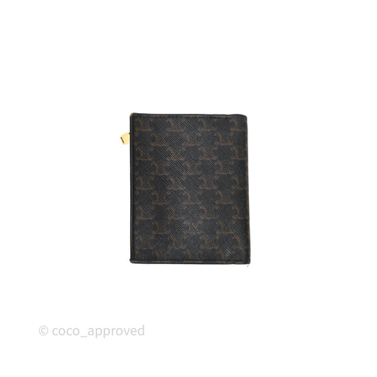Celine Triomphe Canvas Wallet Tan Calfskin