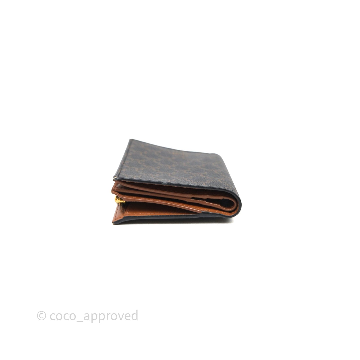 Celine Triomphe Canvas Wallet Tan Calfskin