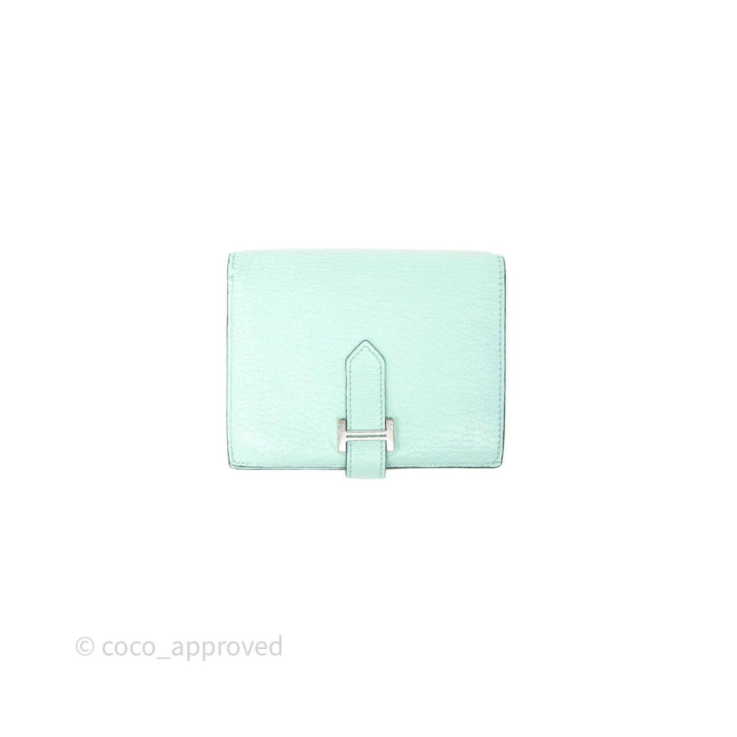 Hermes Bearn Compact Wallet Green Chevre Mysore Palladium Hardware
