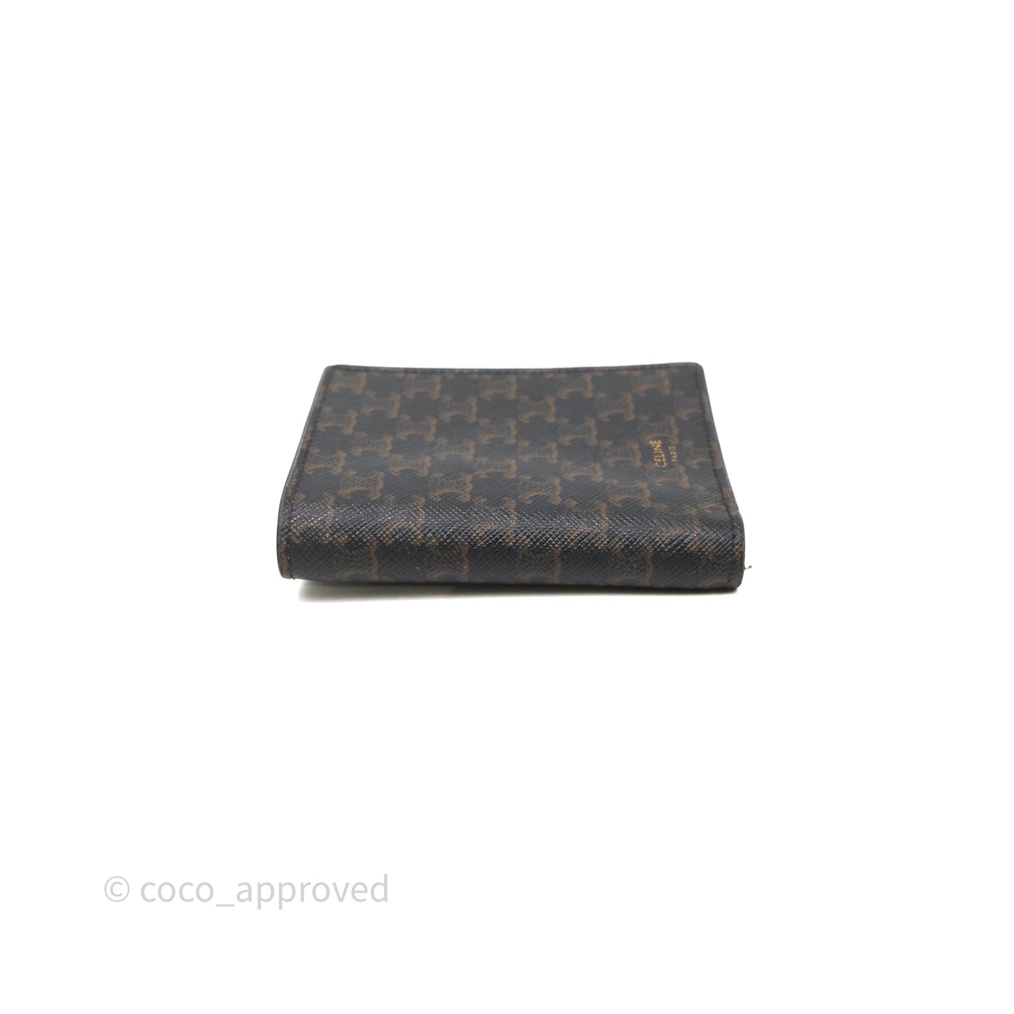 Celine Triomphe Canvas Wallet Tan Calfskin