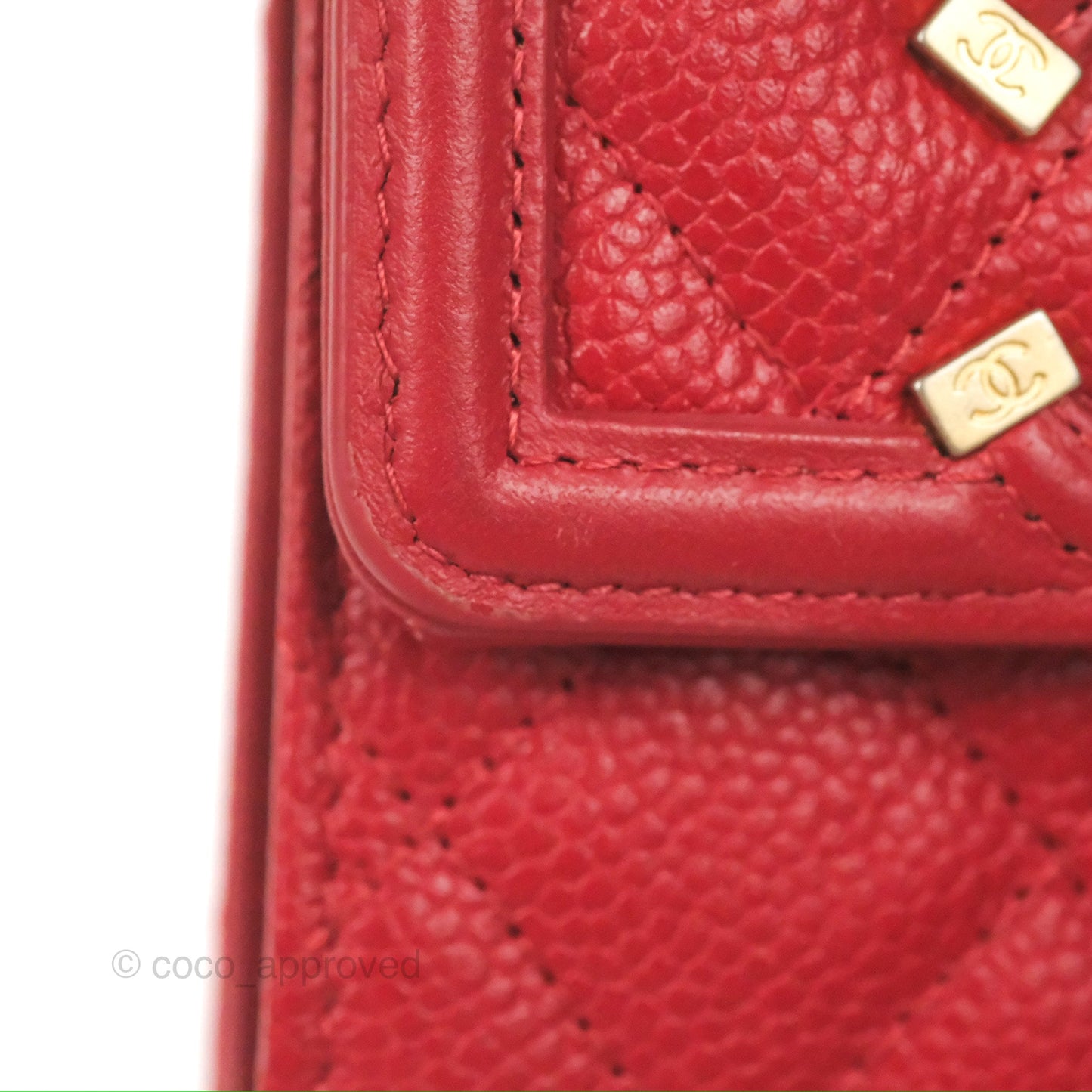 Chanel CC Filigree Short Flap Wallet Red Caviar Gold Hardware