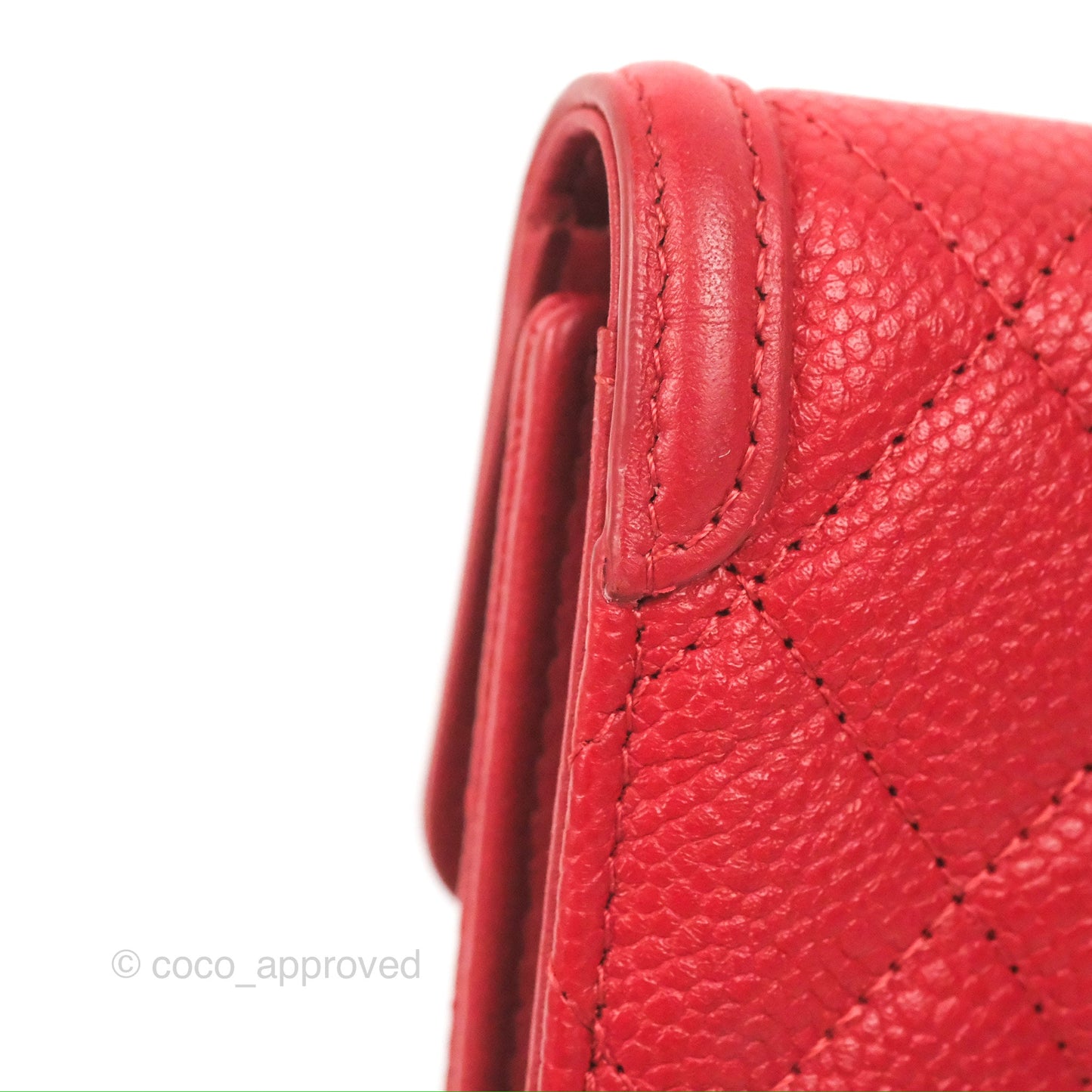 Chanel CC Filigree Short Flap Wallet Red Caviar Gold Hardware