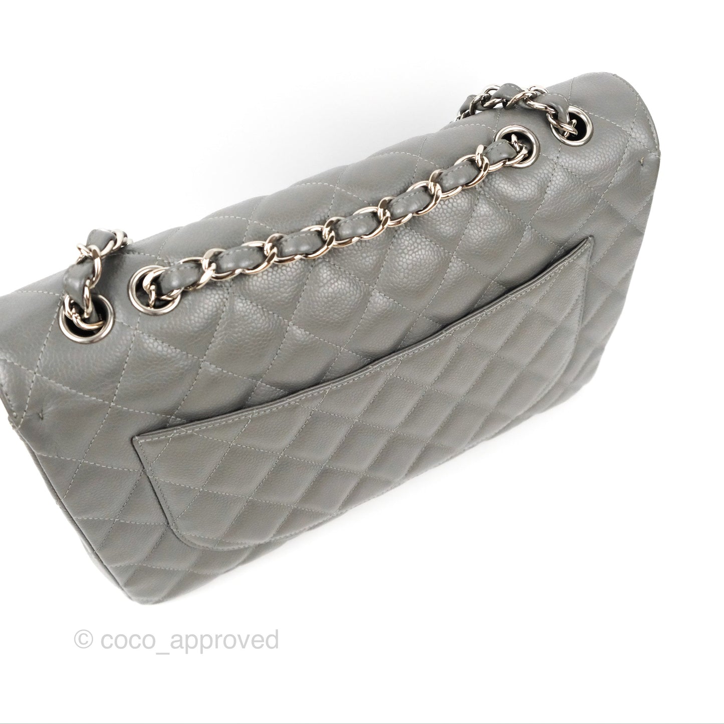 Chanel Jumbo Single Flap Grey Caviar Silver Hardware⁣⁣