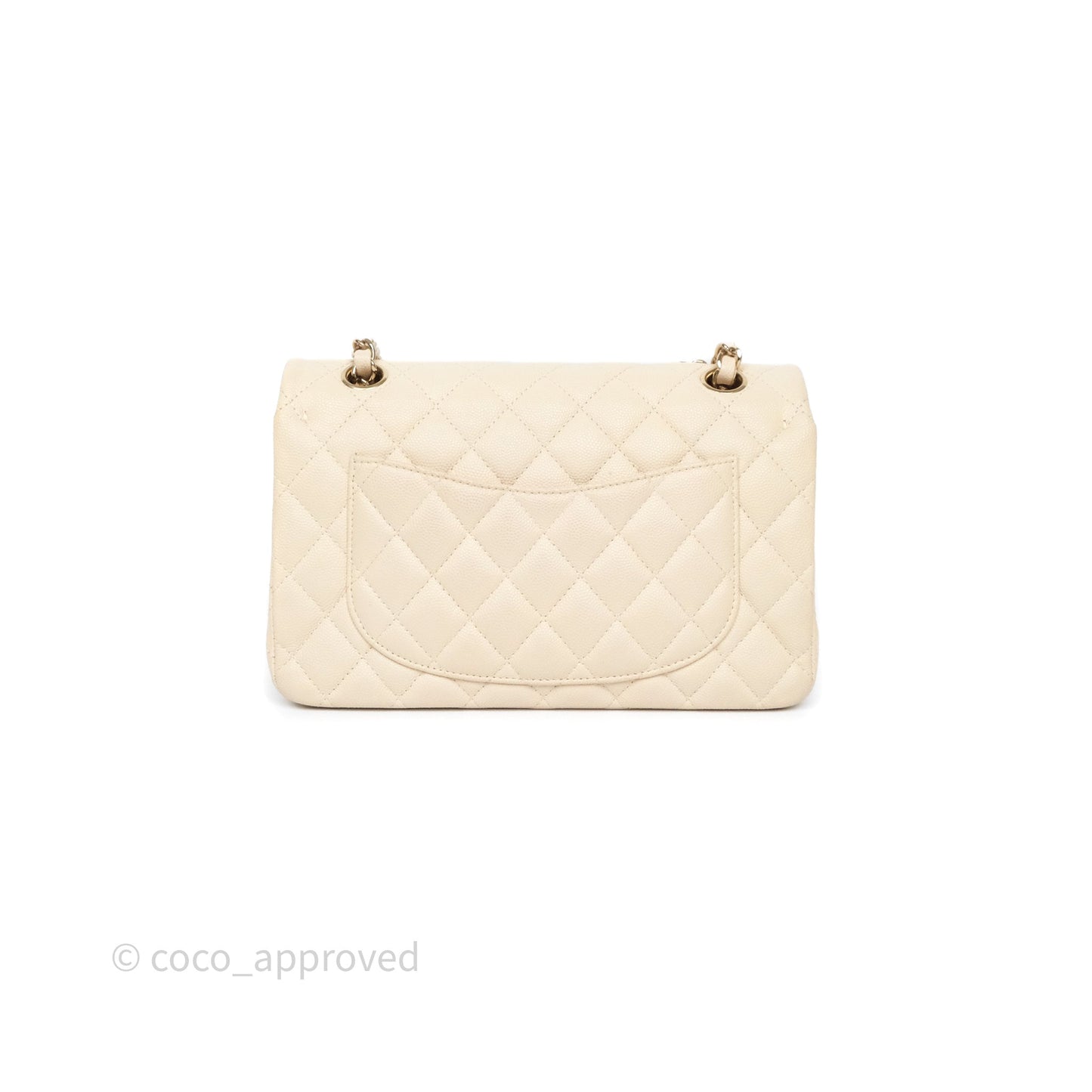 Chanel Small Classic Flap Quilted Light Ivory Beige Caviar Gold Hardware