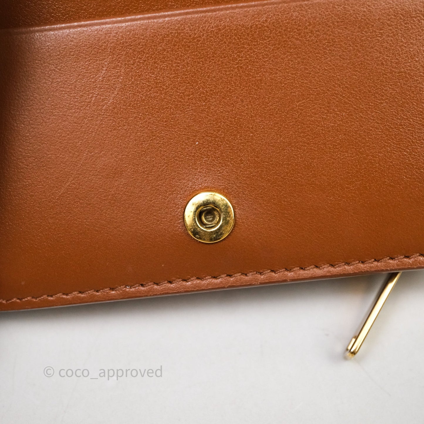 Celine Triomphe Canvas Wallet Tan Calfskin