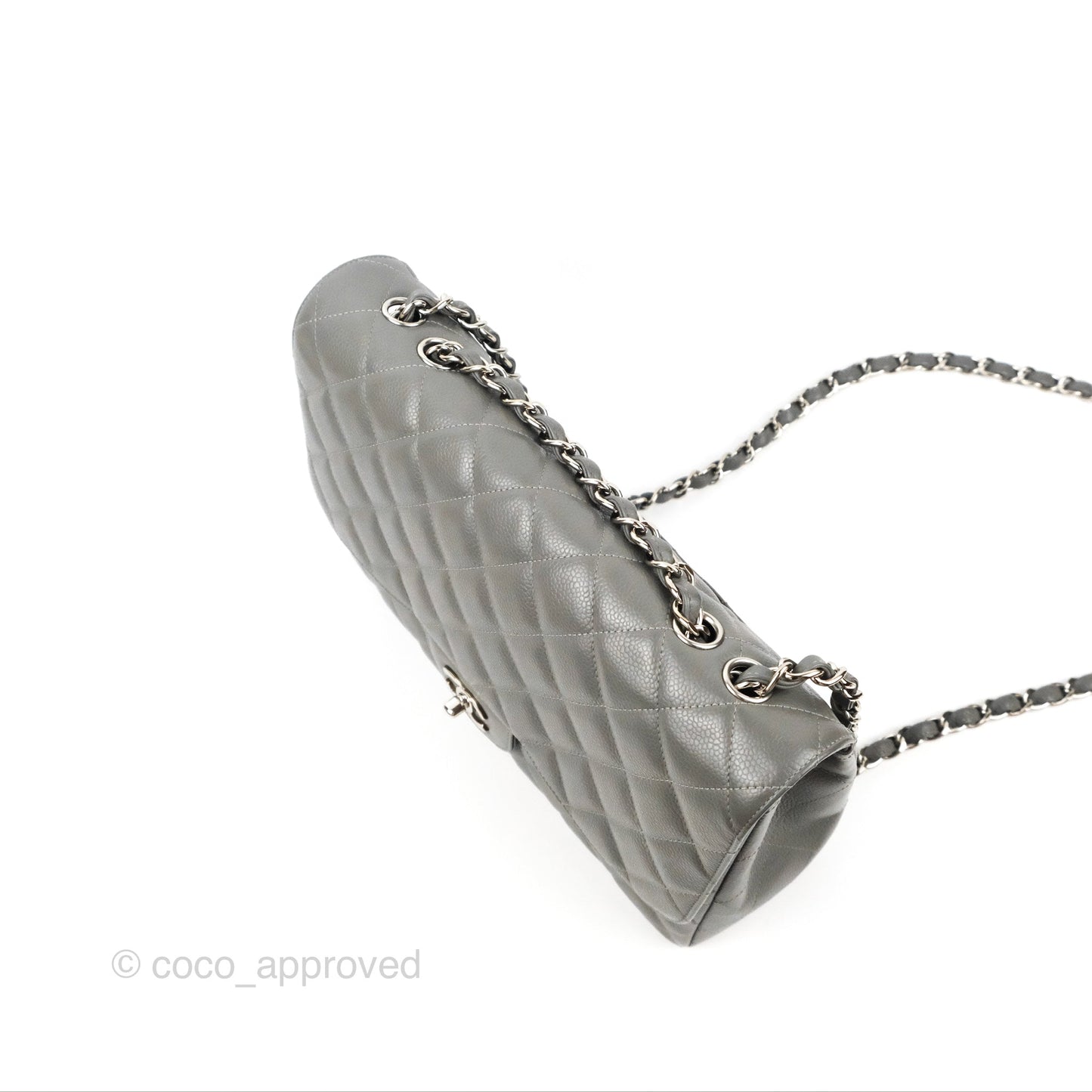 Chanel Jumbo Single Flap Grey Caviar Silver Hardware⁣⁣