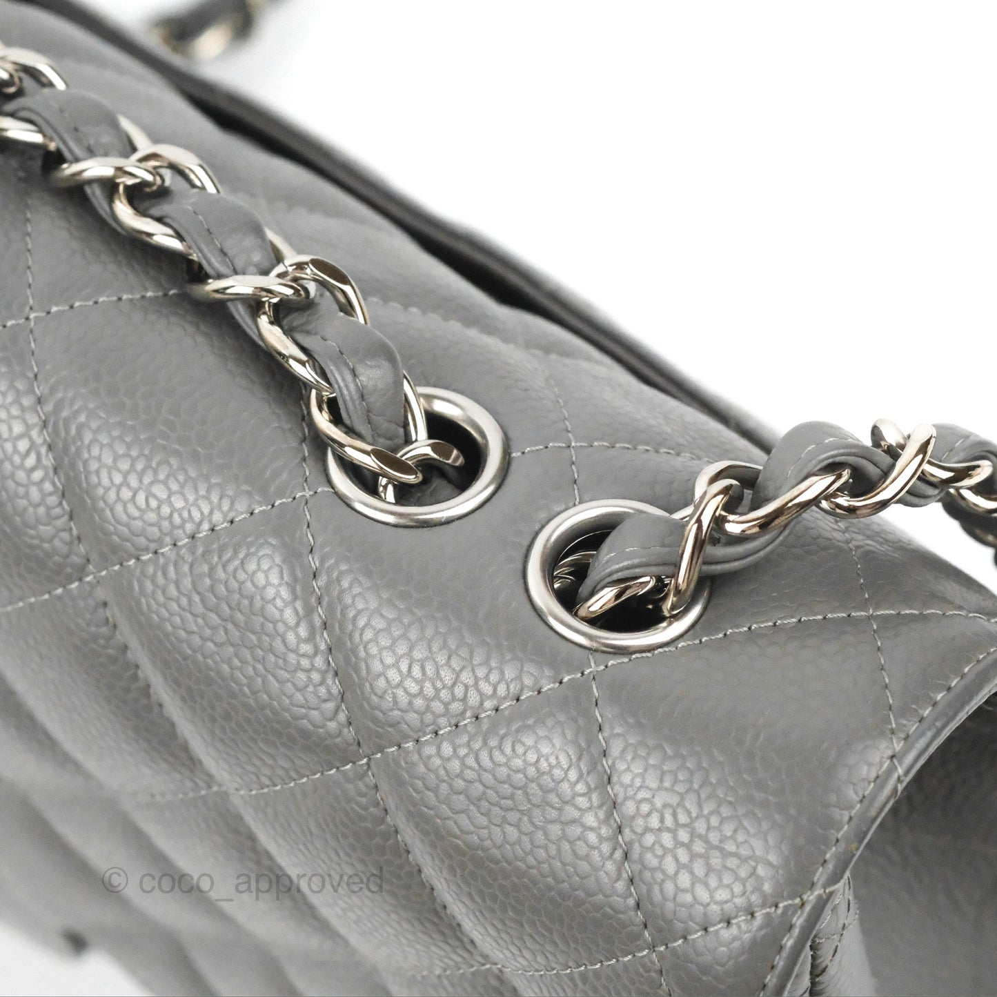 Chanel Jumbo Single Flap Grey Caviar Silver Hardware⁣⁣