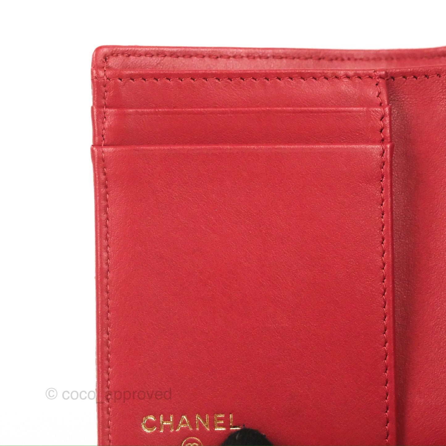 Chanel CC Filigree Short Flap Wallet Red Caviar Gold Hardware