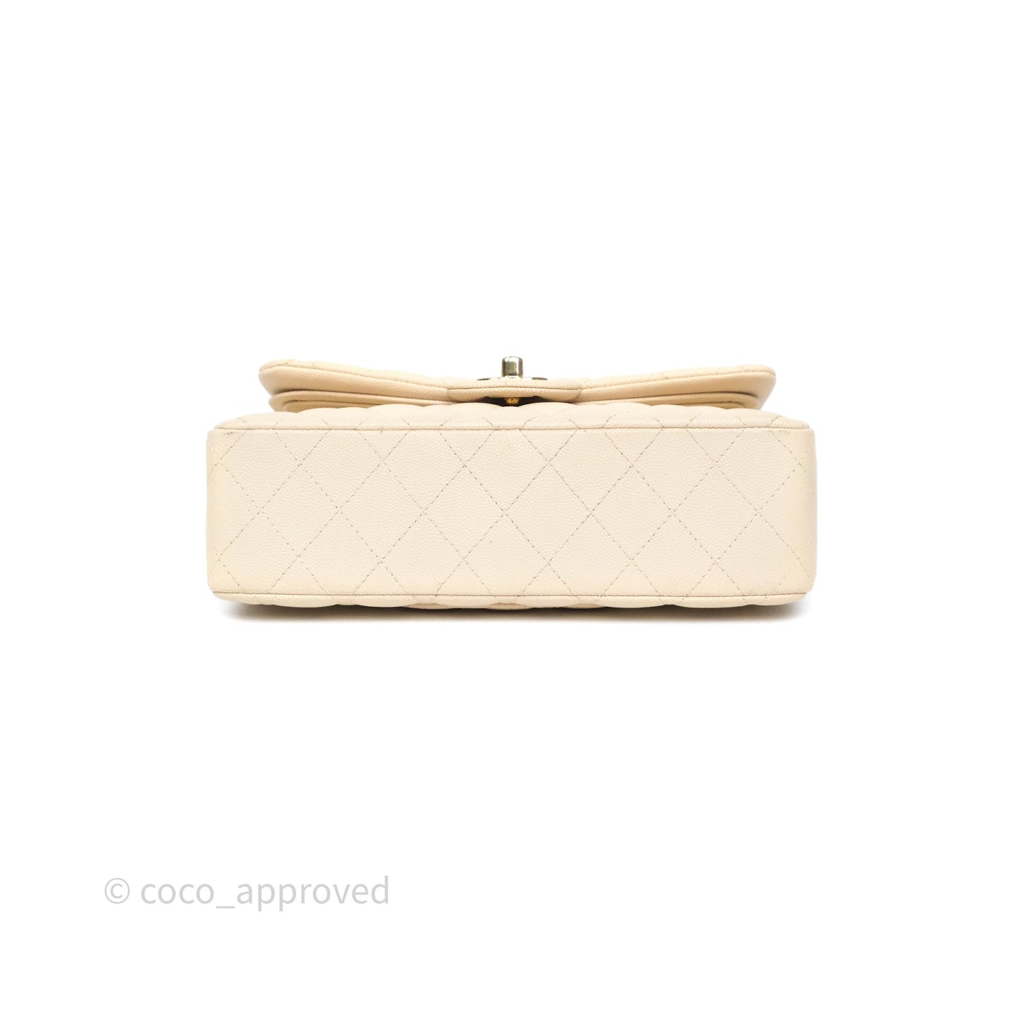 Chanel Small Classic Flap Quilted Light Ivory Beige Caviar Gold Hardware
